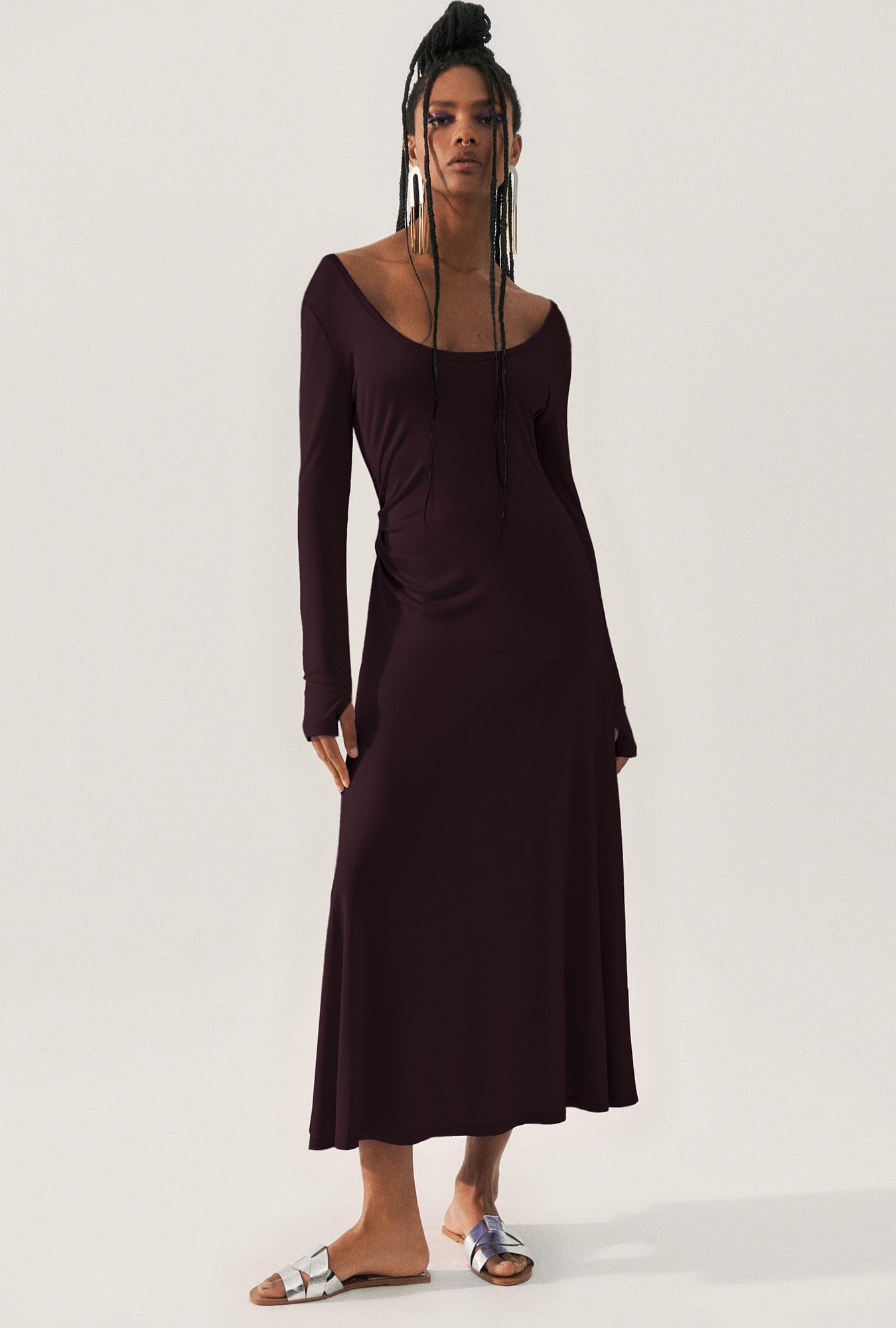 Robe pull à manches longues Cacao