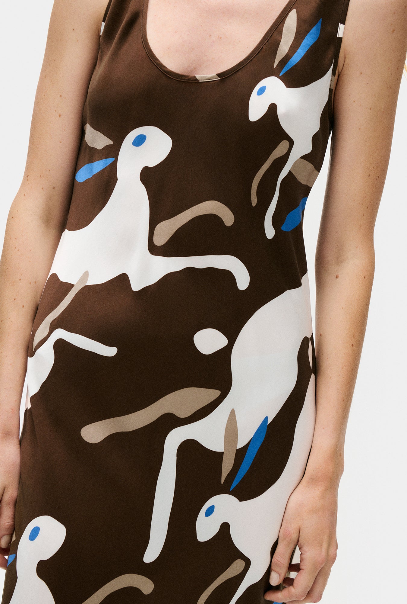 Robe col rond en jersey de coton bio à l'imprimé Lapin Dark Earth