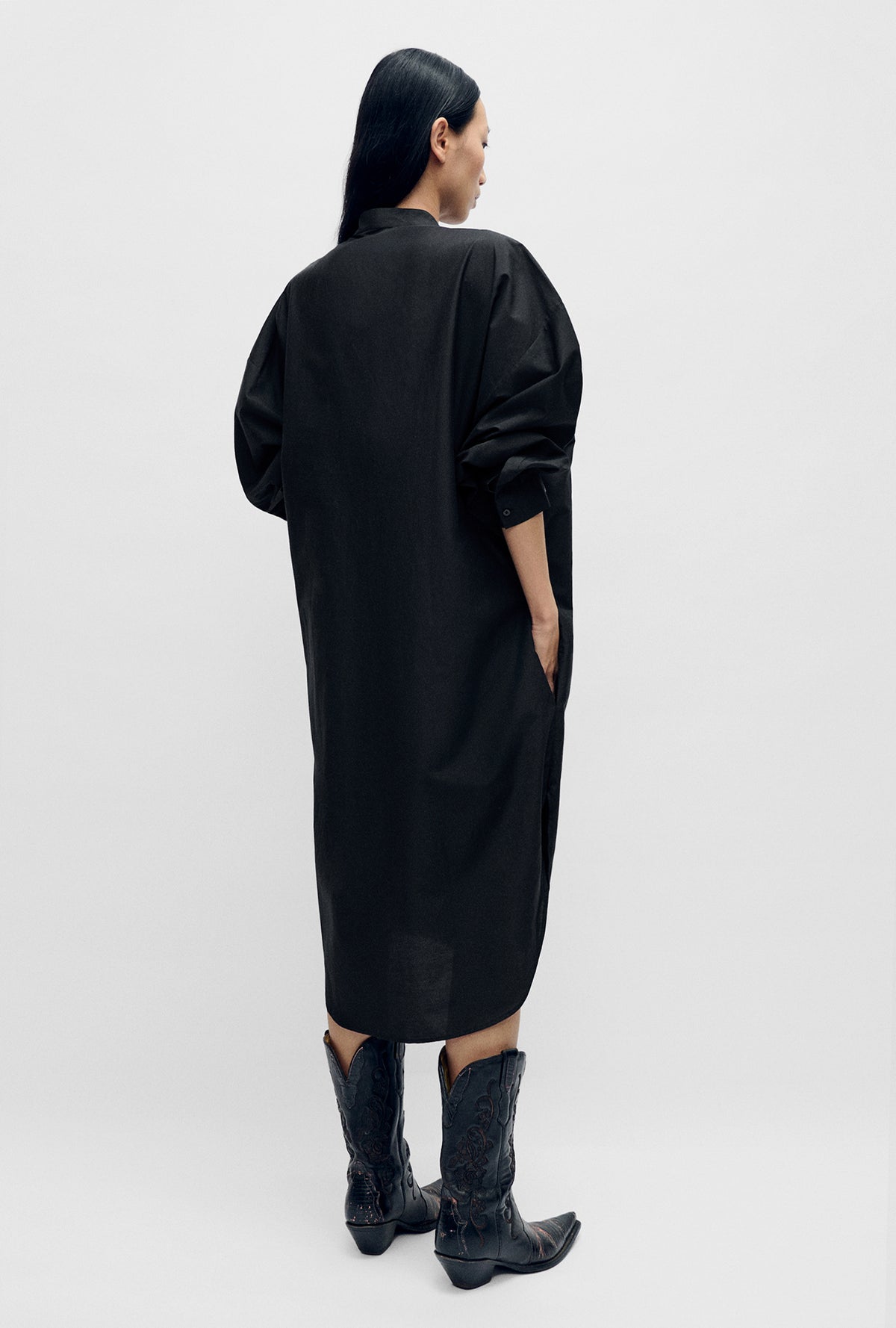 Robe-chemise Tuxedo Ronde Noire