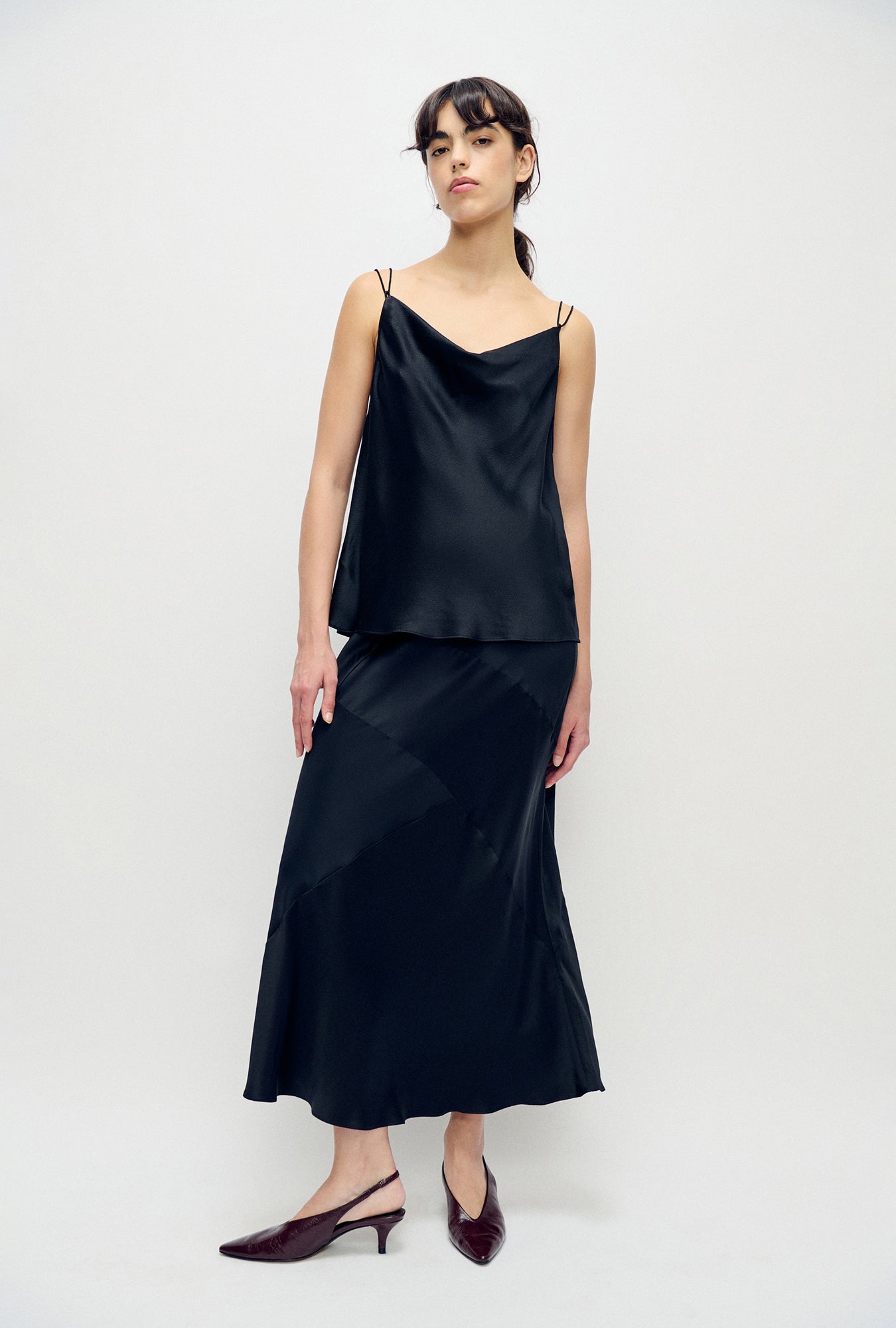 Débardeur en satin martelé noir