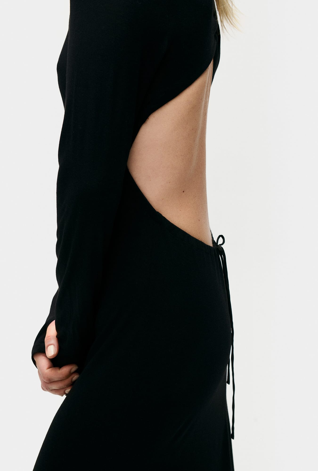 Robe décolleté modal en jersey noir
