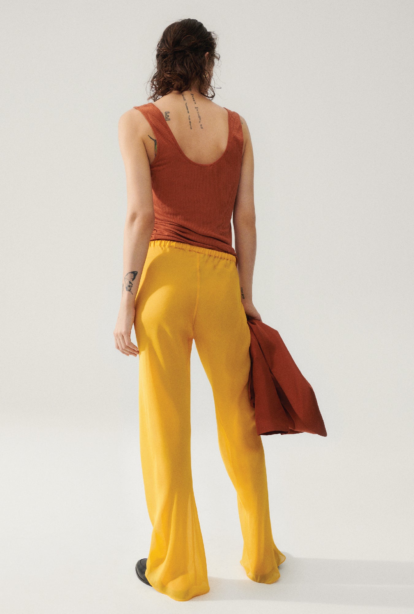 Pantalon coupé en biais en mousseline Chardonneret