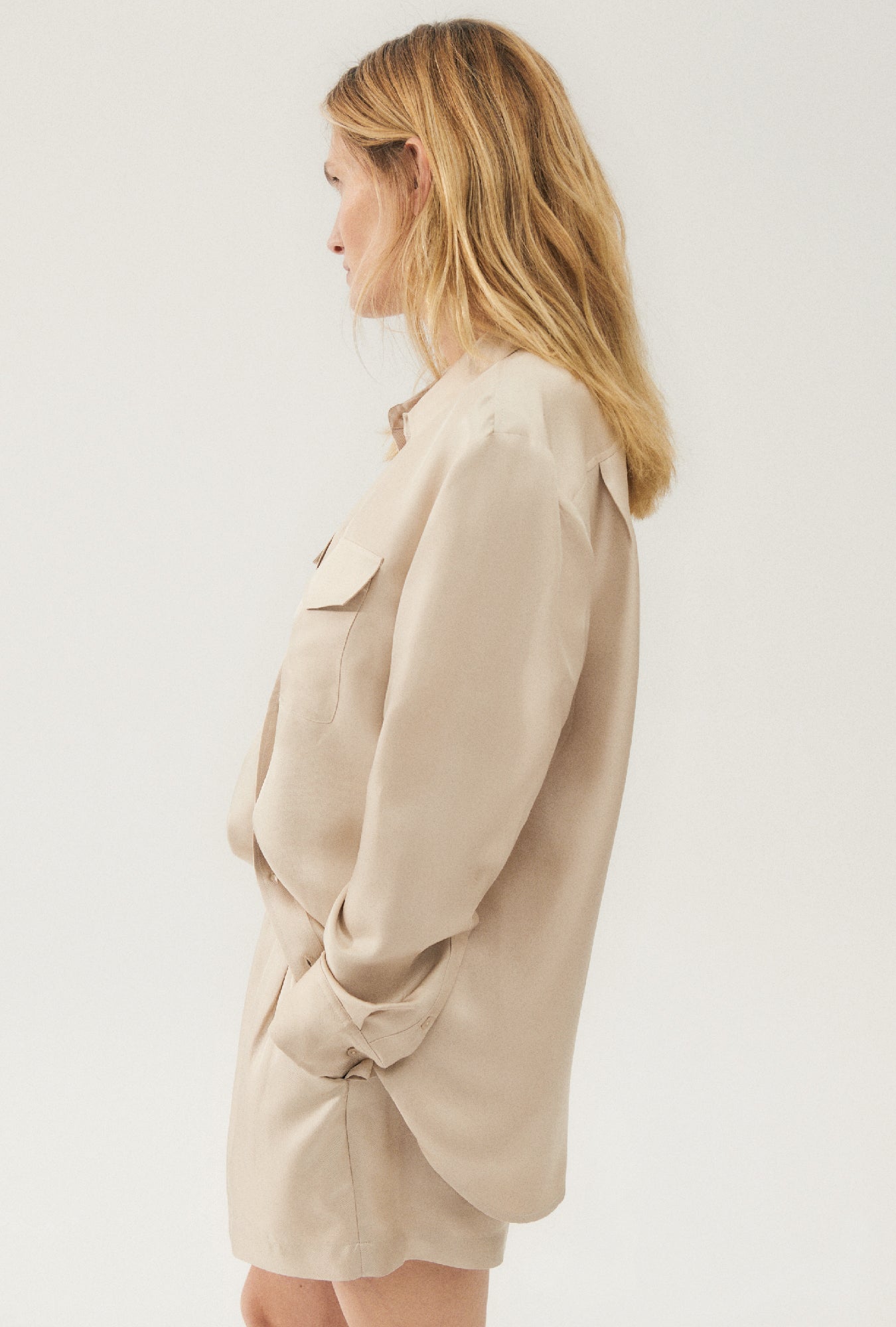 Chemise Boyfriend en Twill Noisette