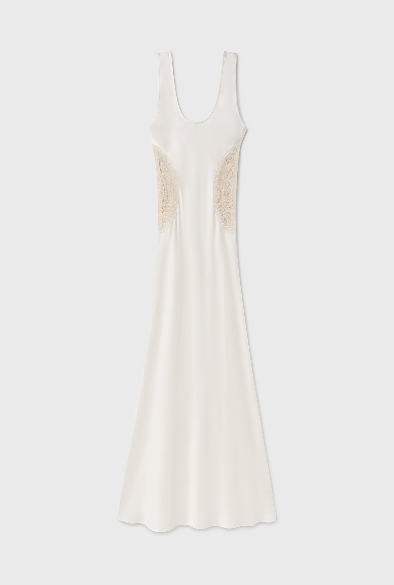 Robe Col Rond à Napperons Écru
