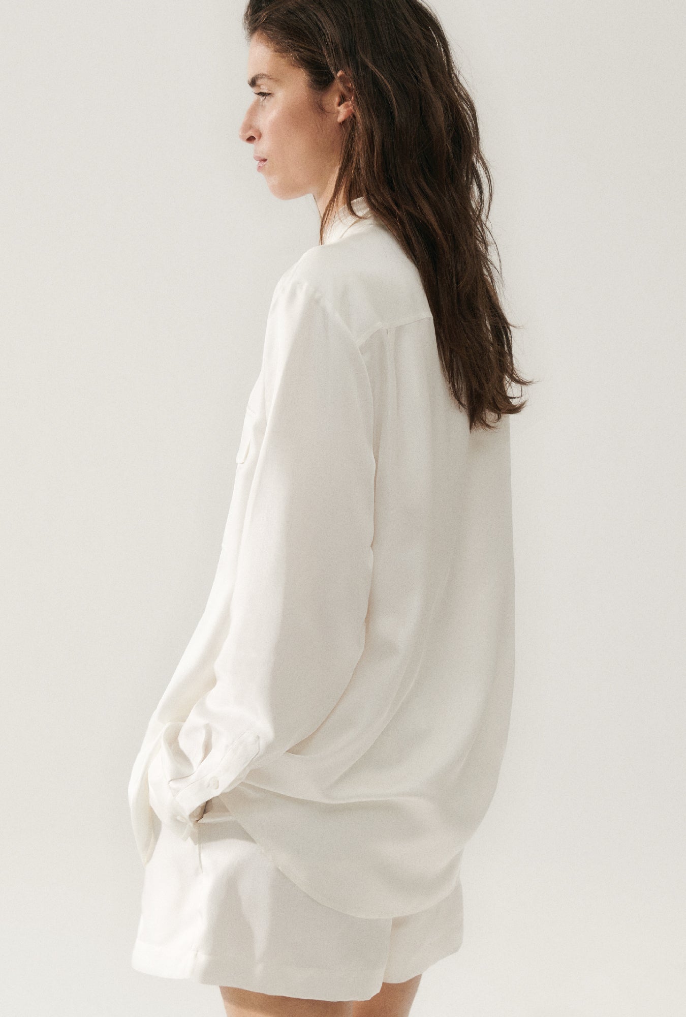 Chemise ample en sergé - Blanc