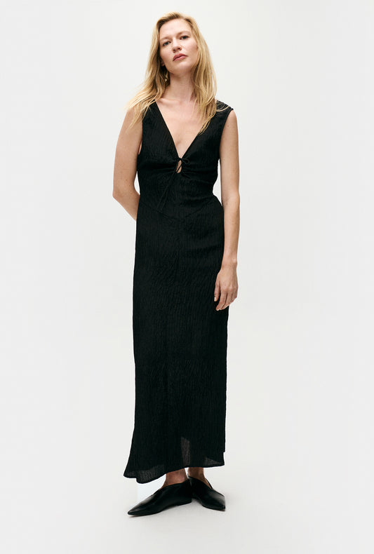 Robe Crinkle Peek-A-Boo Noire