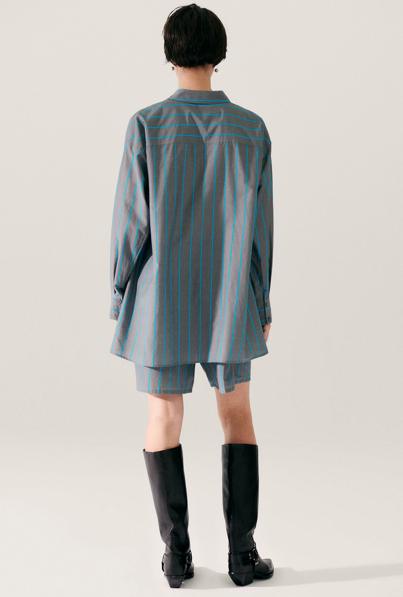 Chemise du matin en coton et soie à rayures oxygène