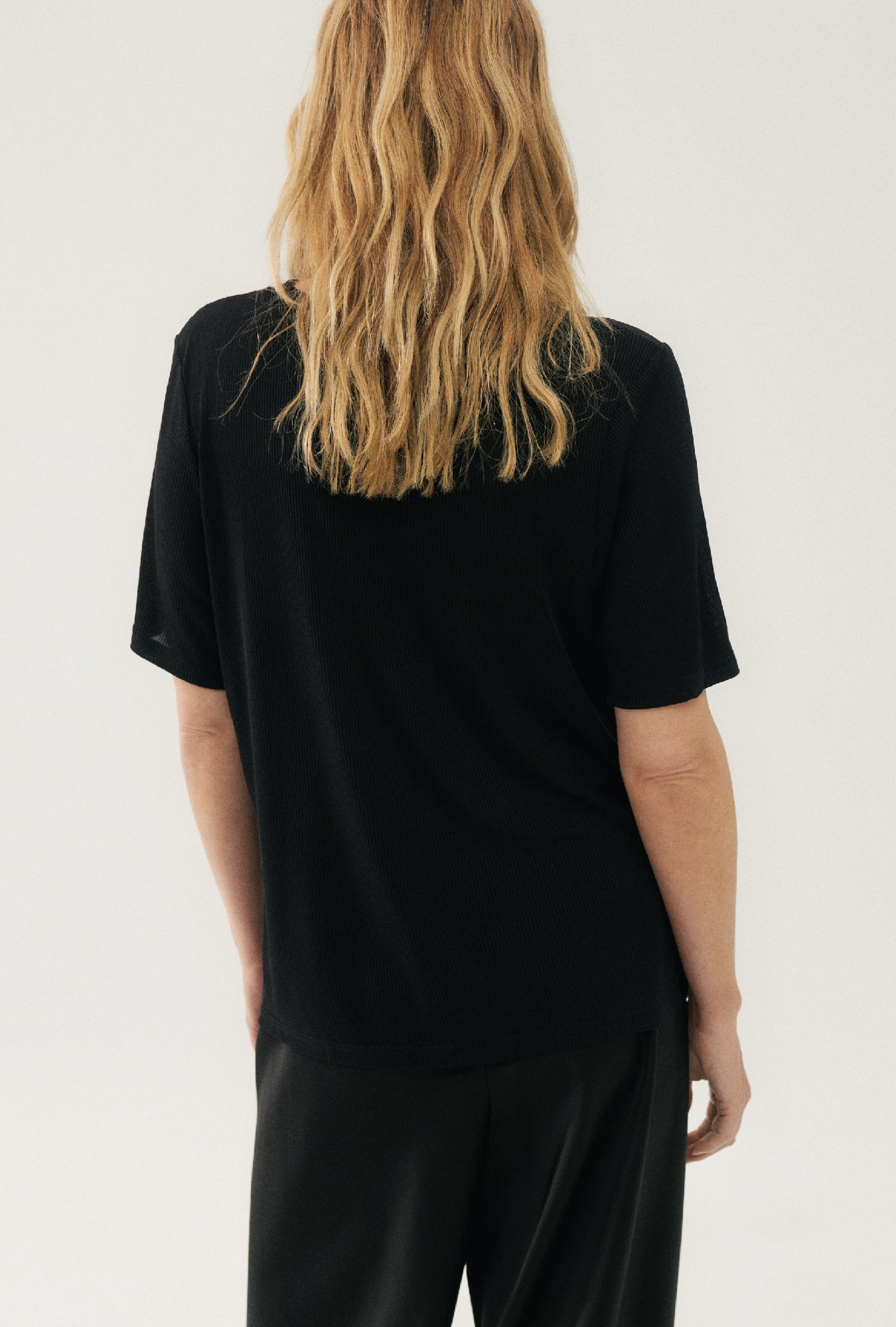 T-shirt côtelé noir