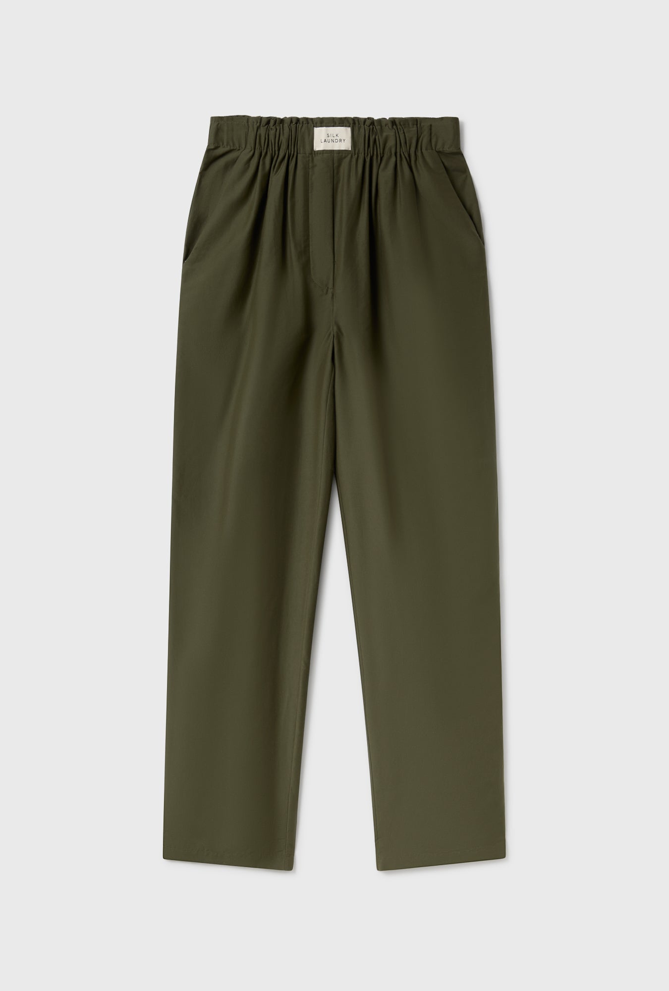 Pantalon Paper Bag en soie de coton couleur pin