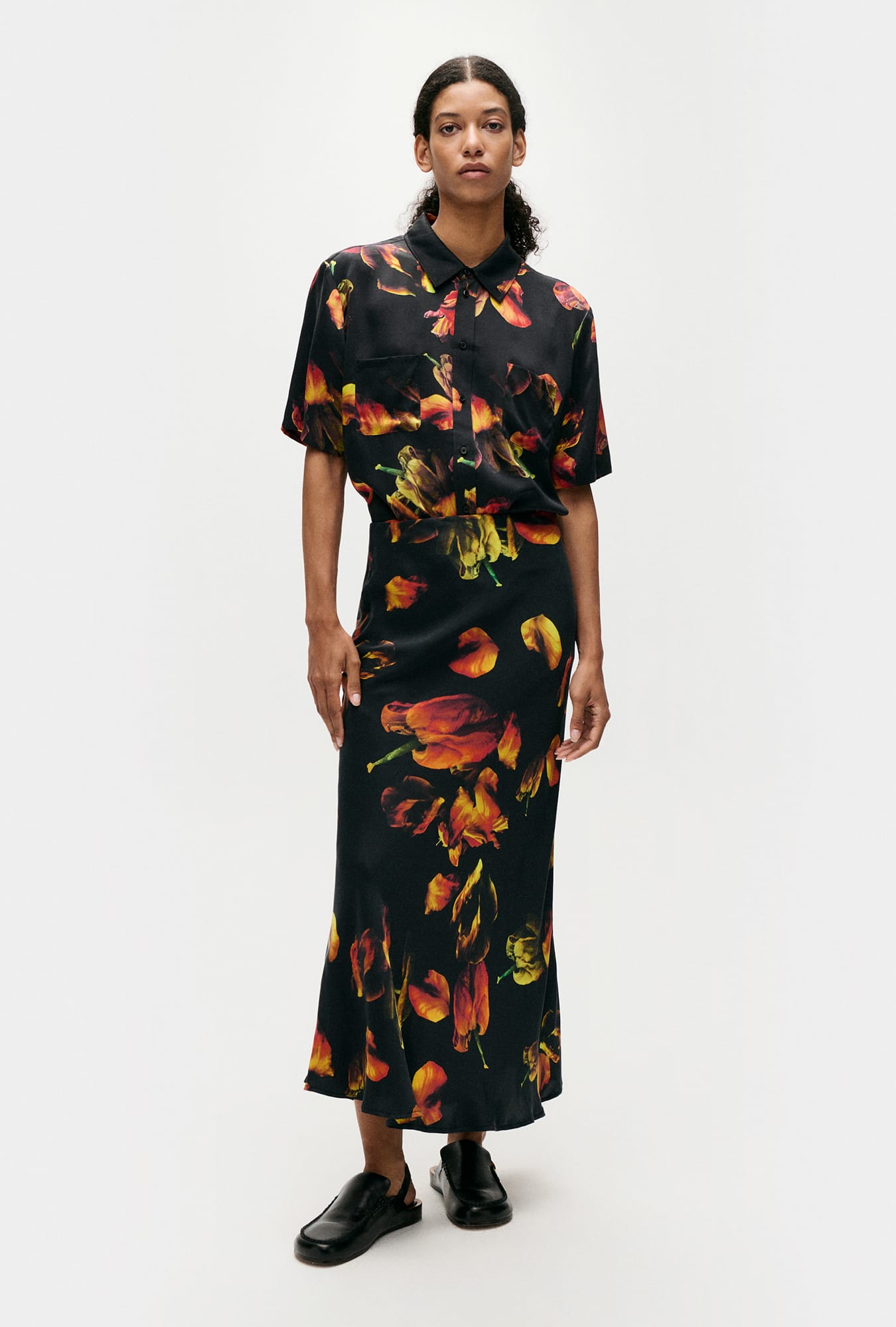 Jupe longue coupe en biais Tulipa noire