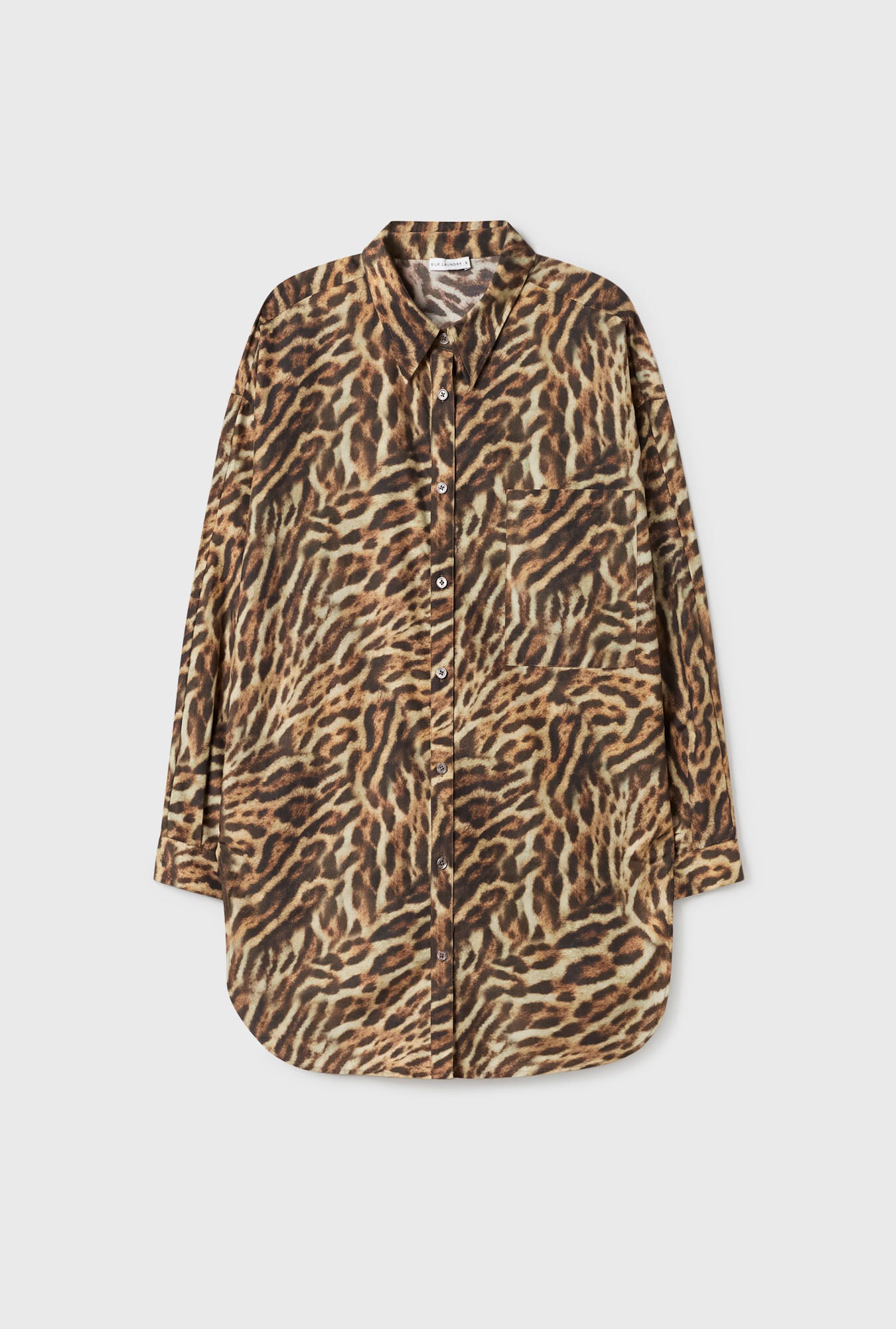 Chemise ronde en coton et soie à imprimé léopard