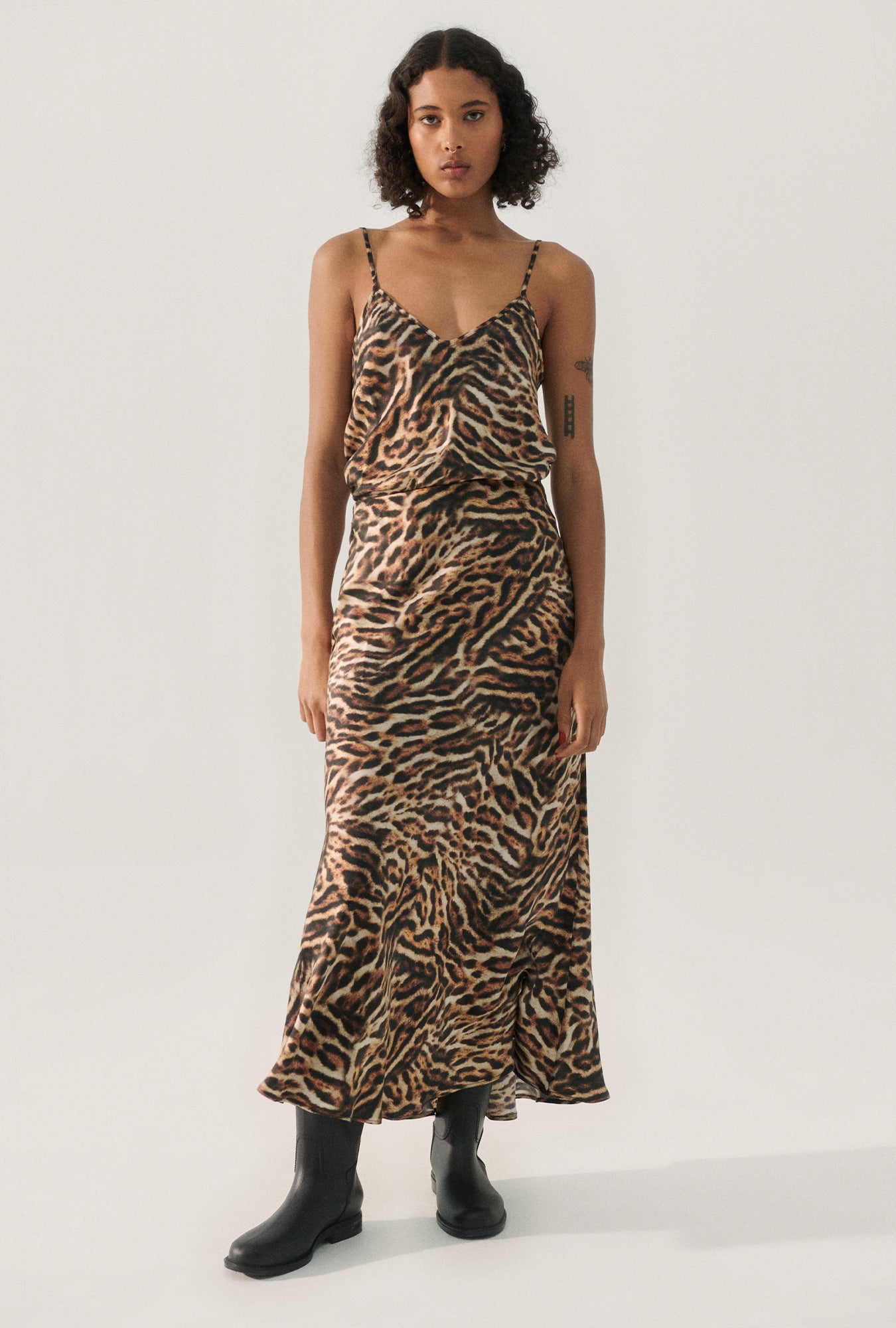 Long Bias Cut Skirt Leopard