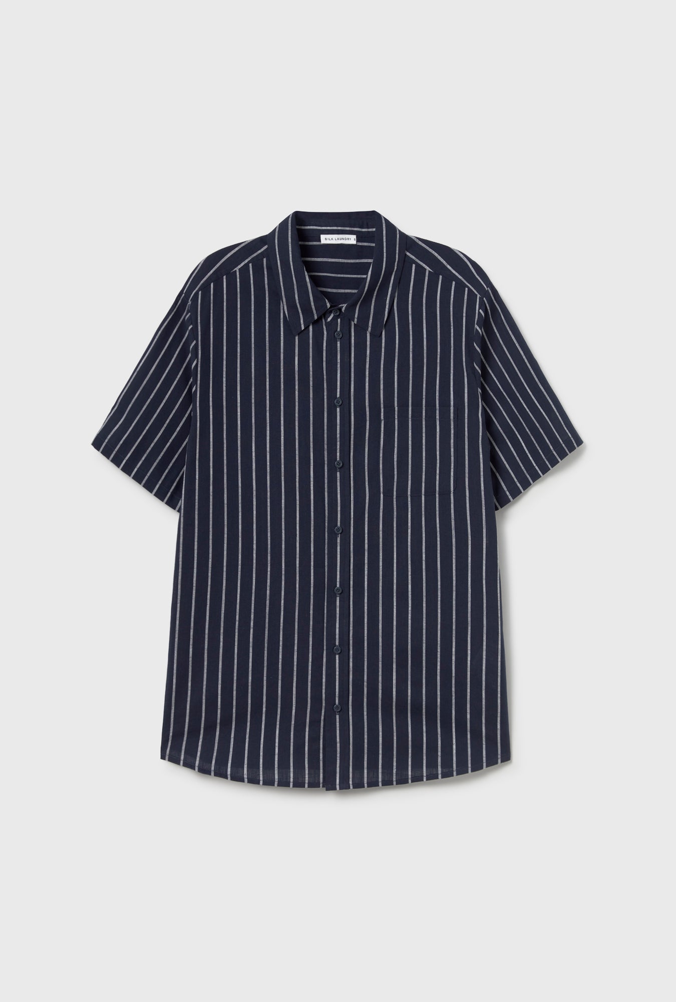 Cotton Short Sleeve Boyfriend Shirt Egret Stripe