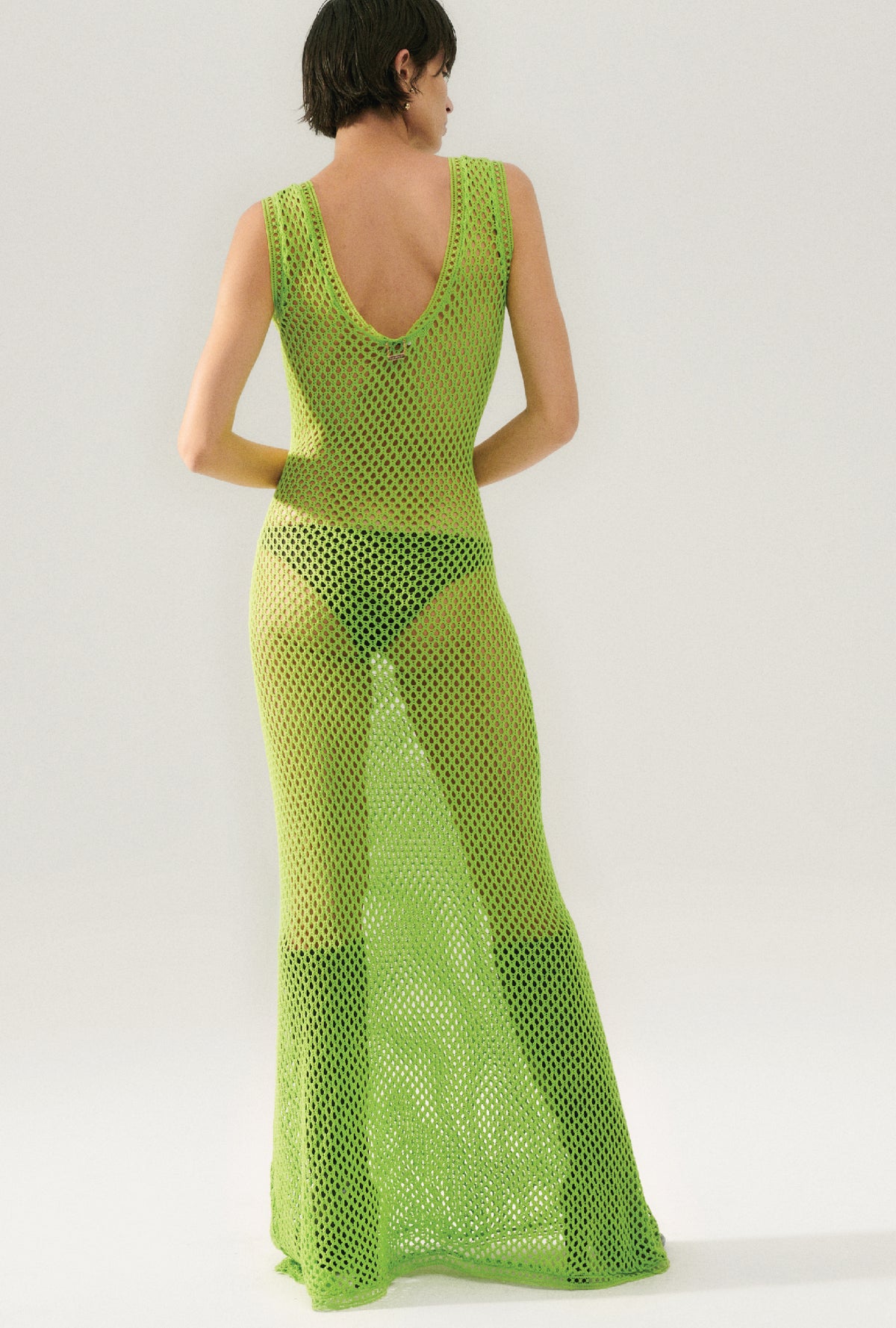 Robe en crochet à encolure dégagée - Fougère