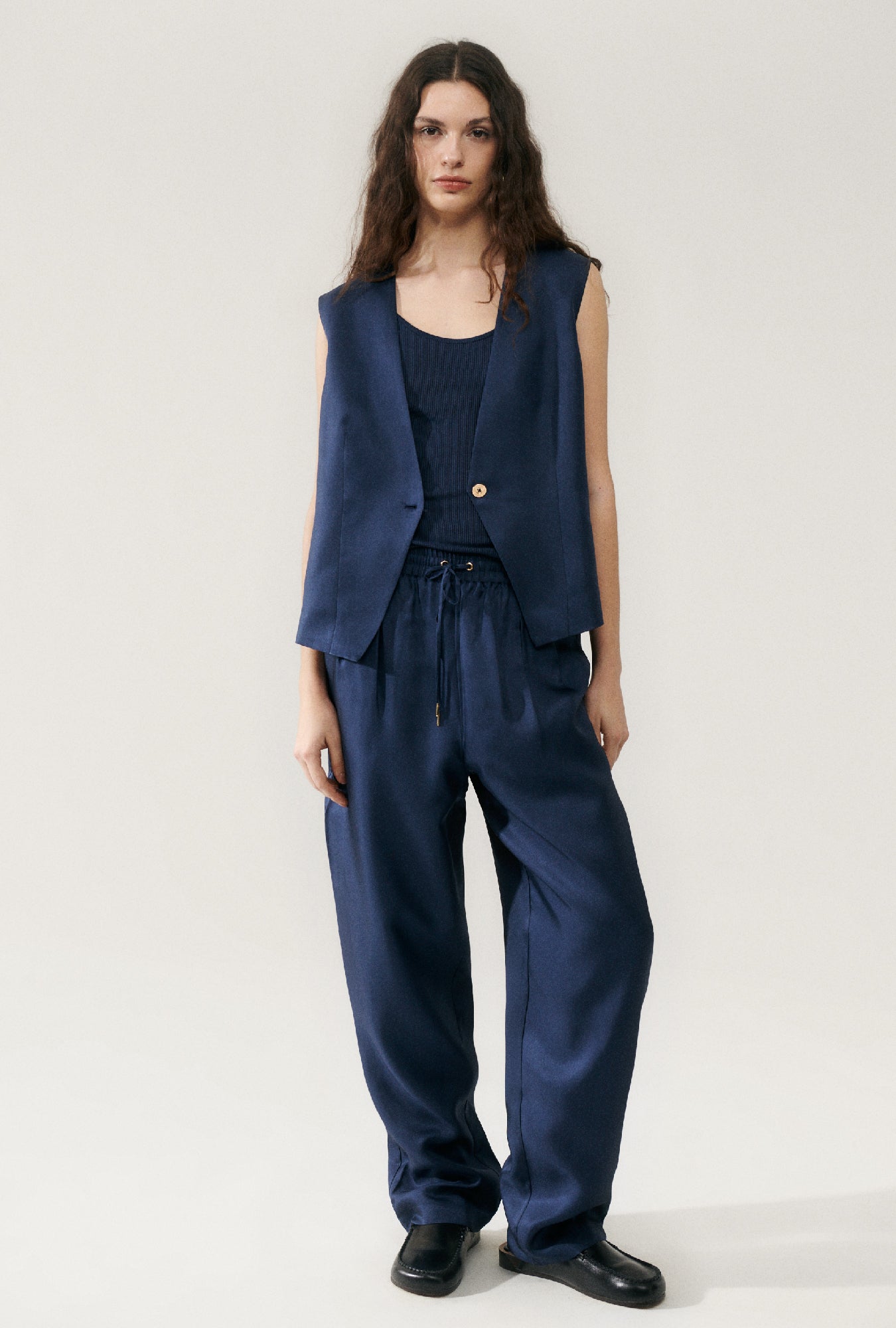 Gilet ample en sergé Midnight
