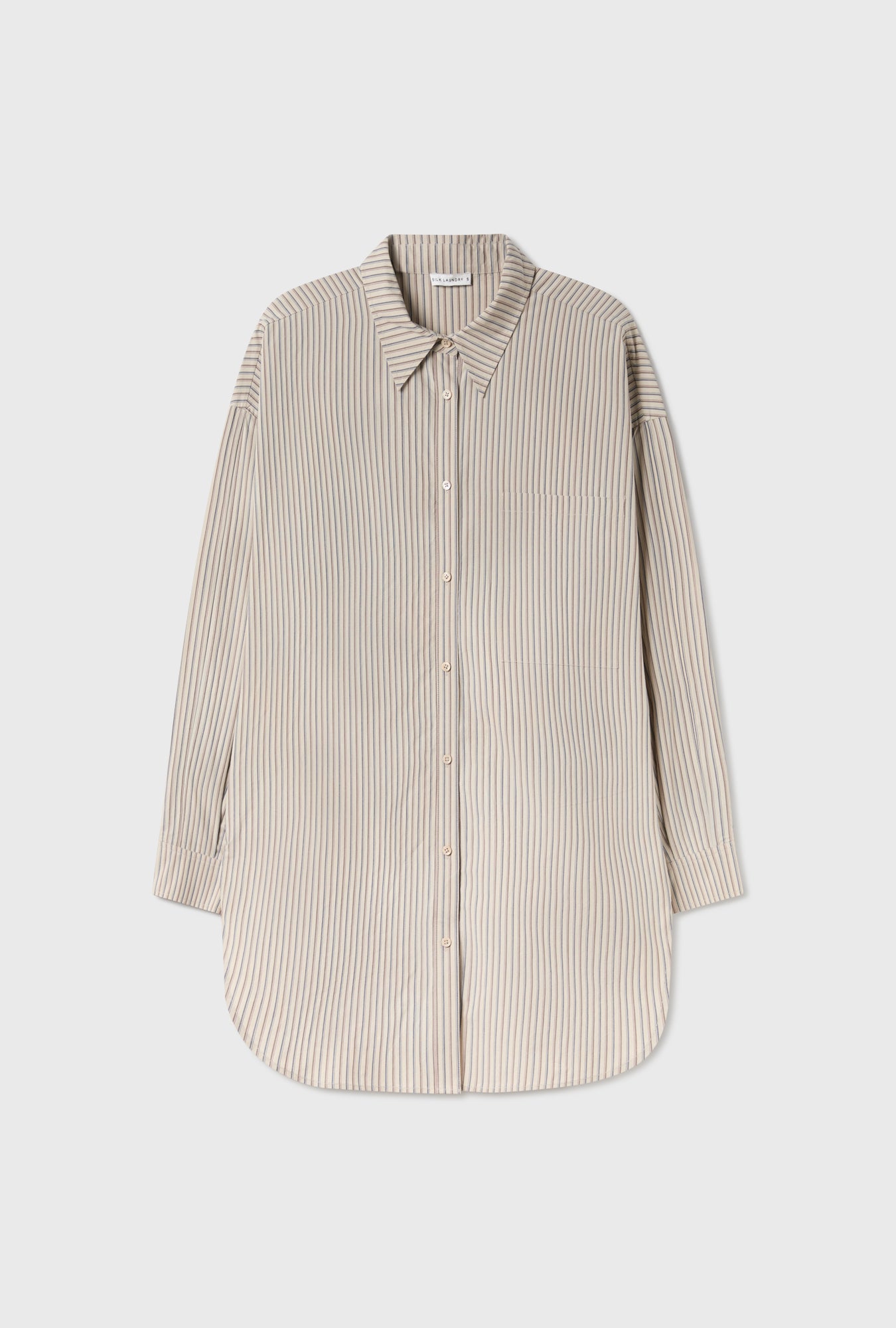 Chemise ronde en coton à rayures ardoise