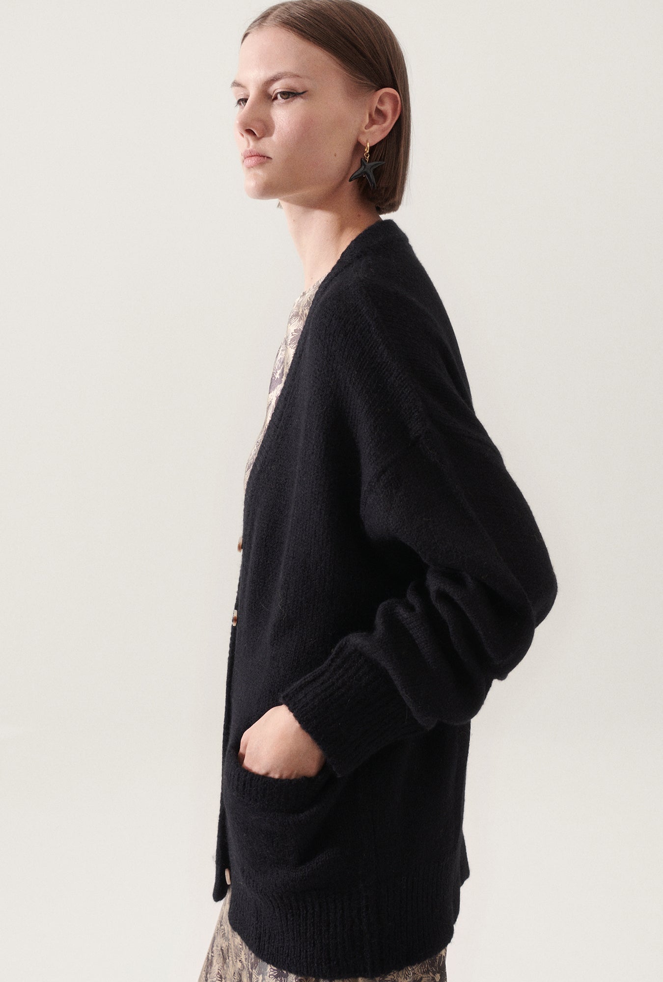 Gilet ample en alpaga noir