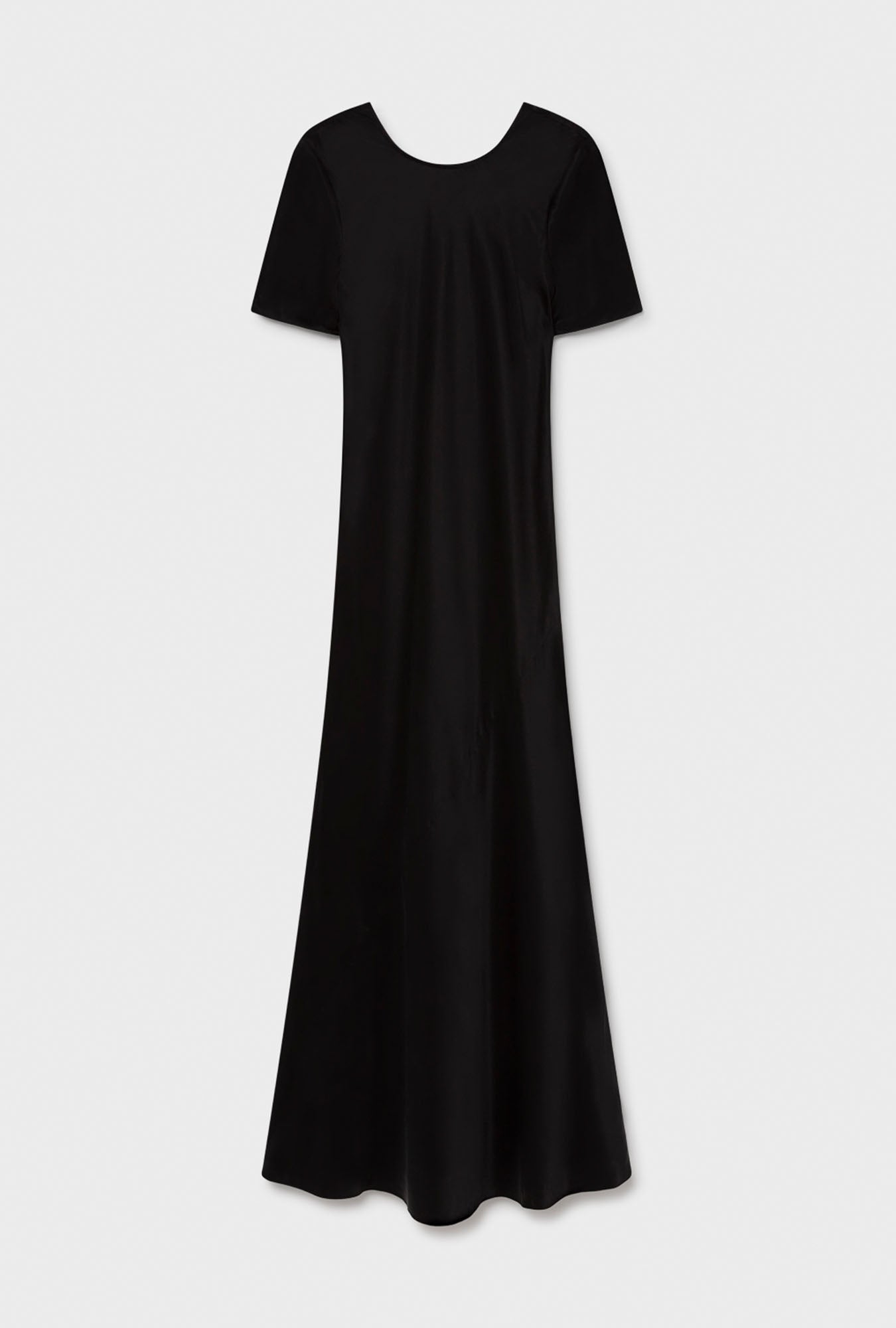 Robe biaisée noire à manches courtes