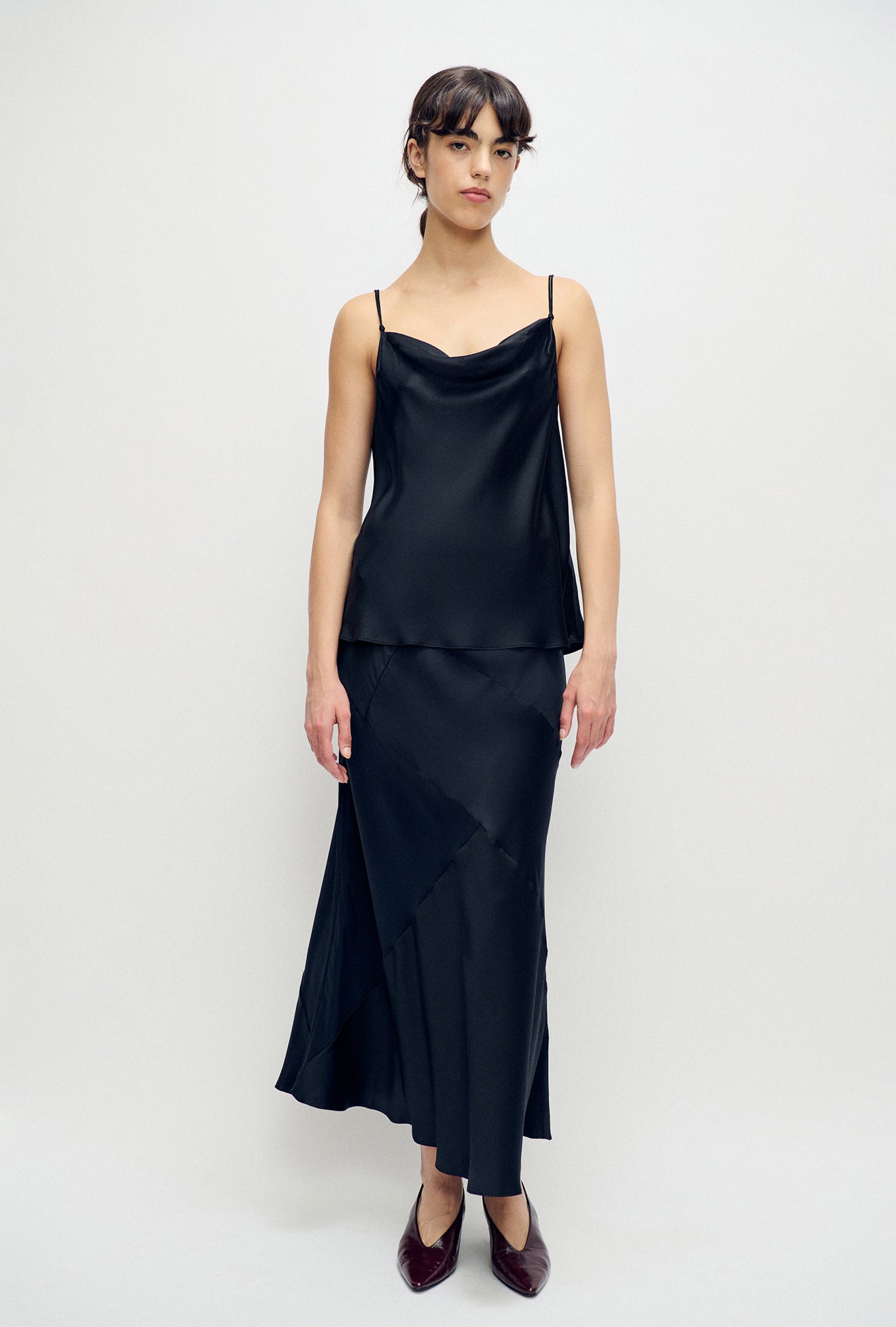 Débardeur en satin martelé noir