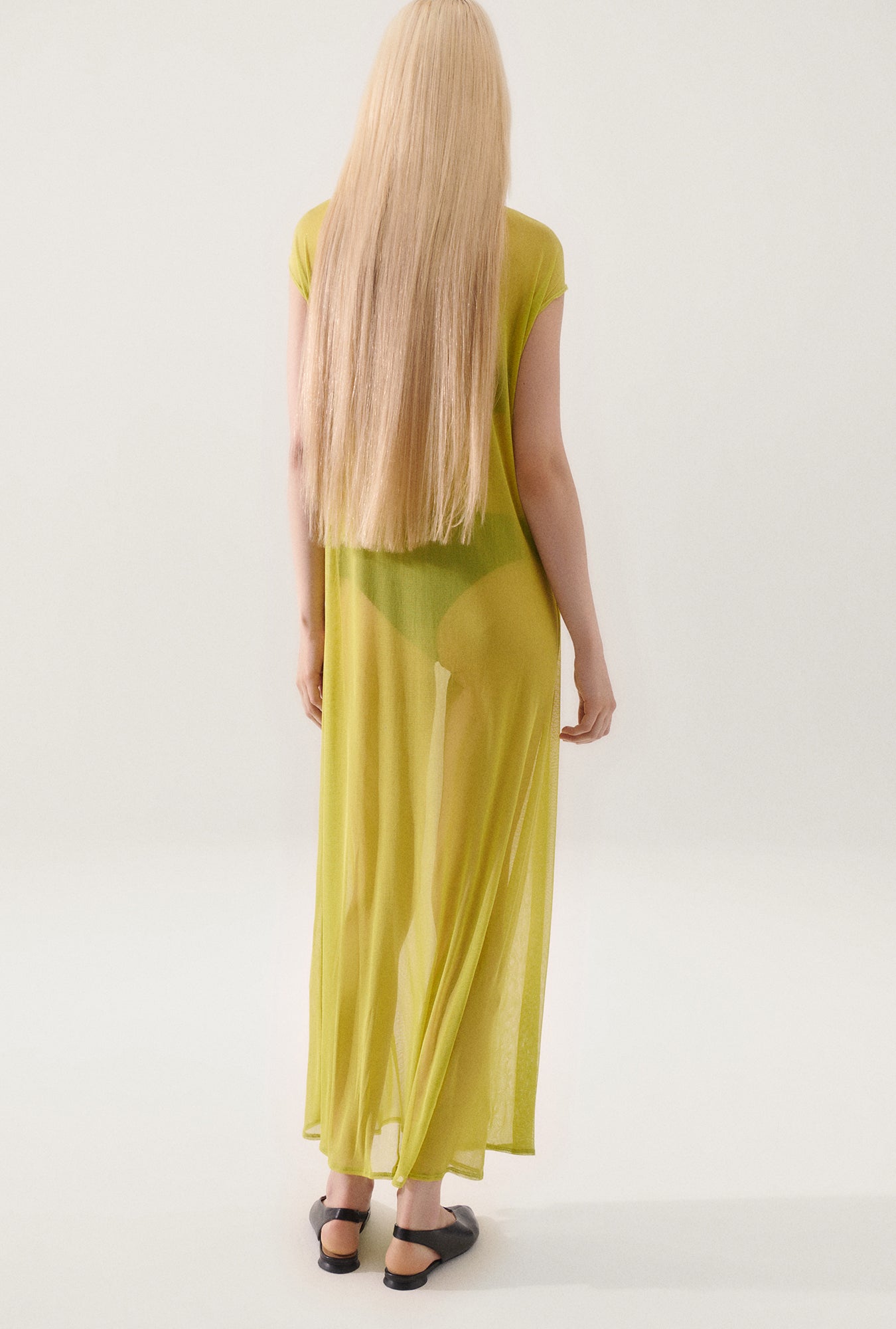 Robe en résille de soie Absinthe
