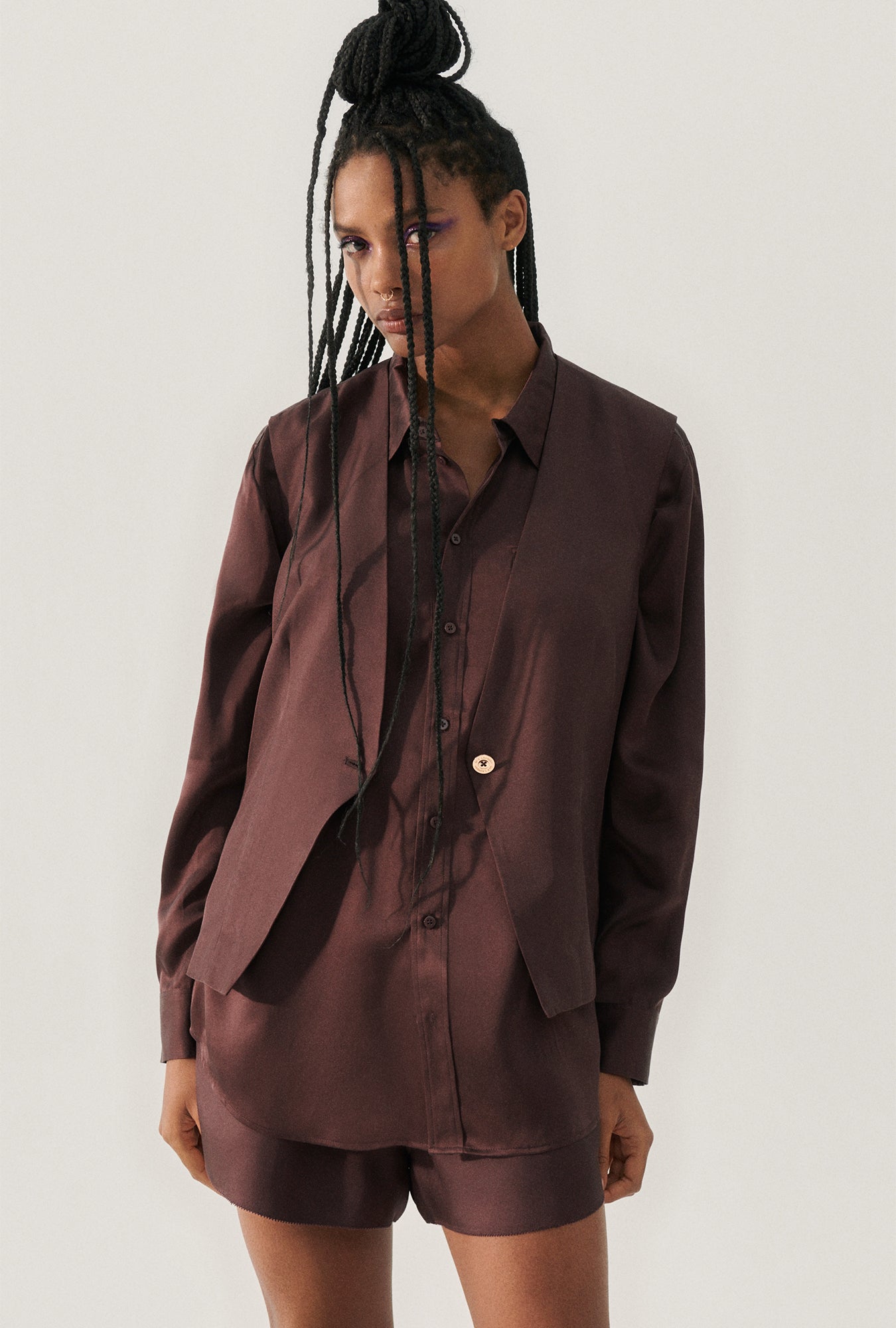 Gilet Ample en Twill Cacao