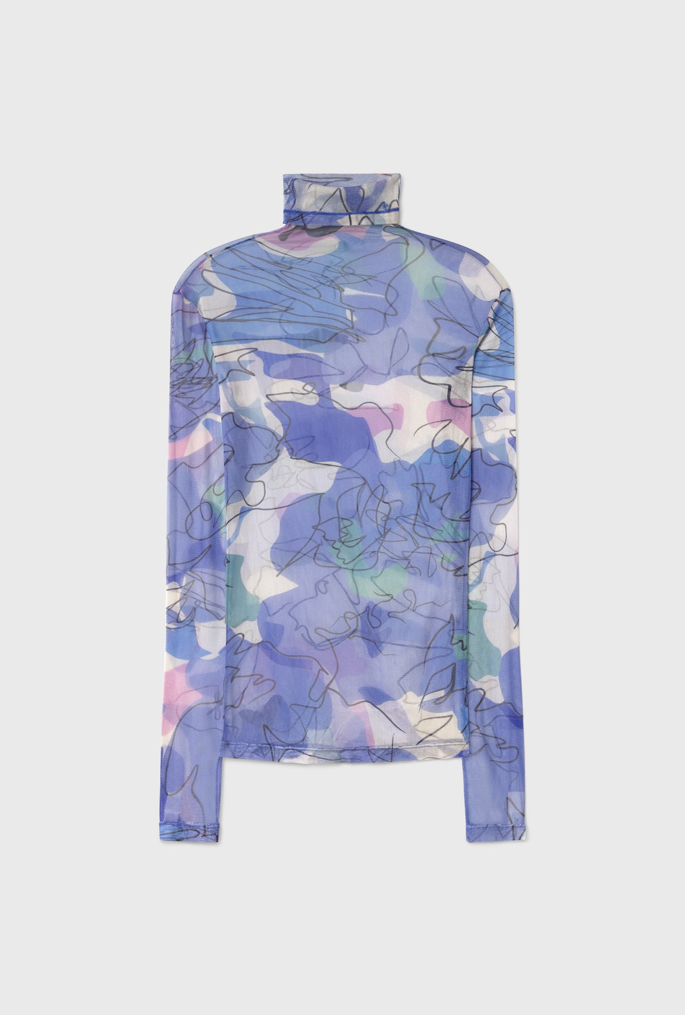 Col roulé en maille à motif floral bleu pervenche