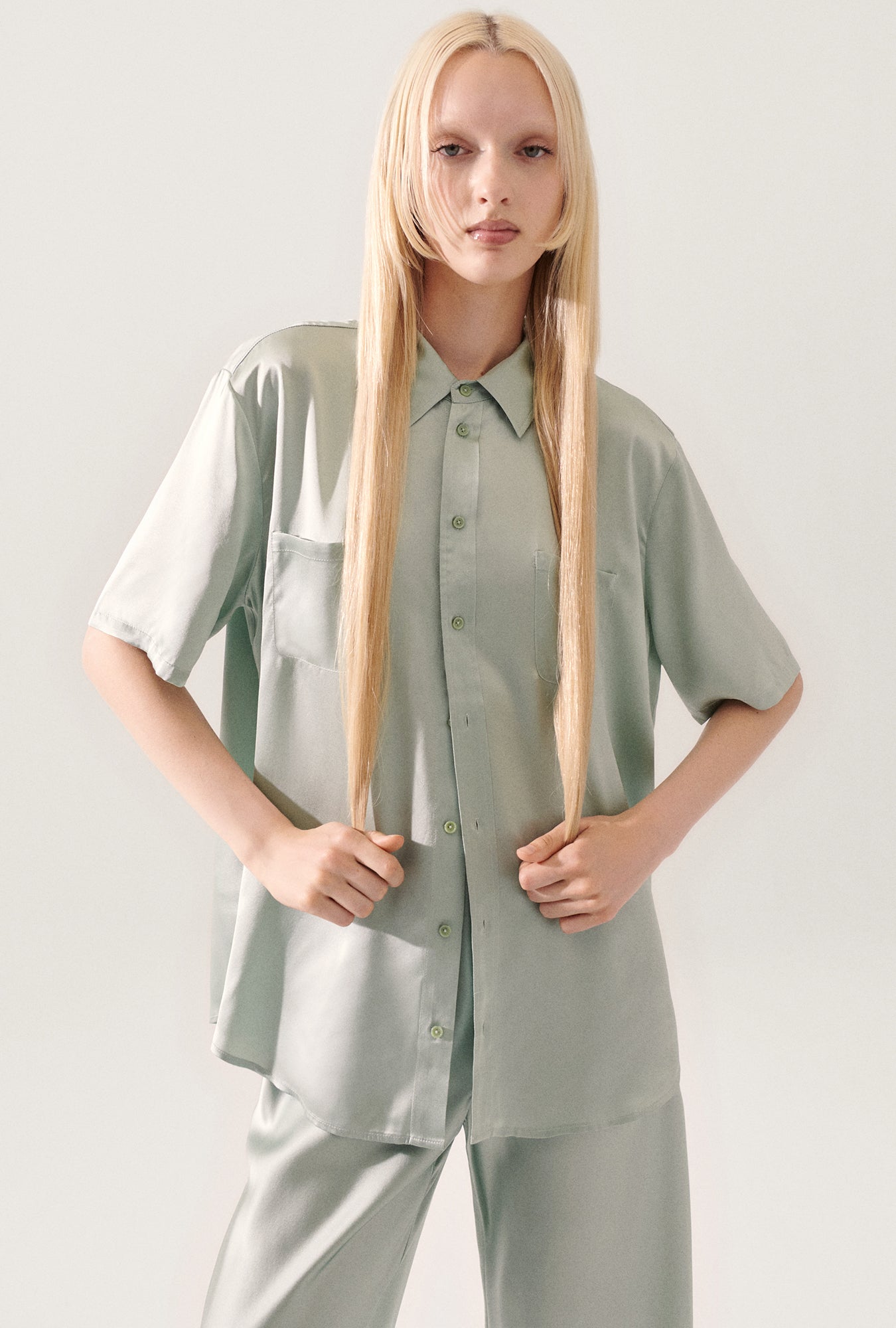 Chemise Boyfriend Manches Courtes Albâtre