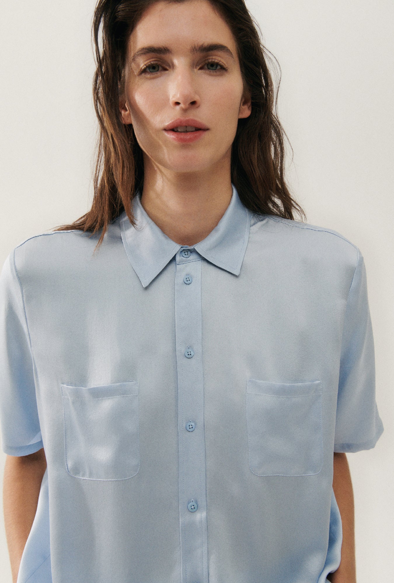 Chemise Boyfriend Manches Courtes Ciel