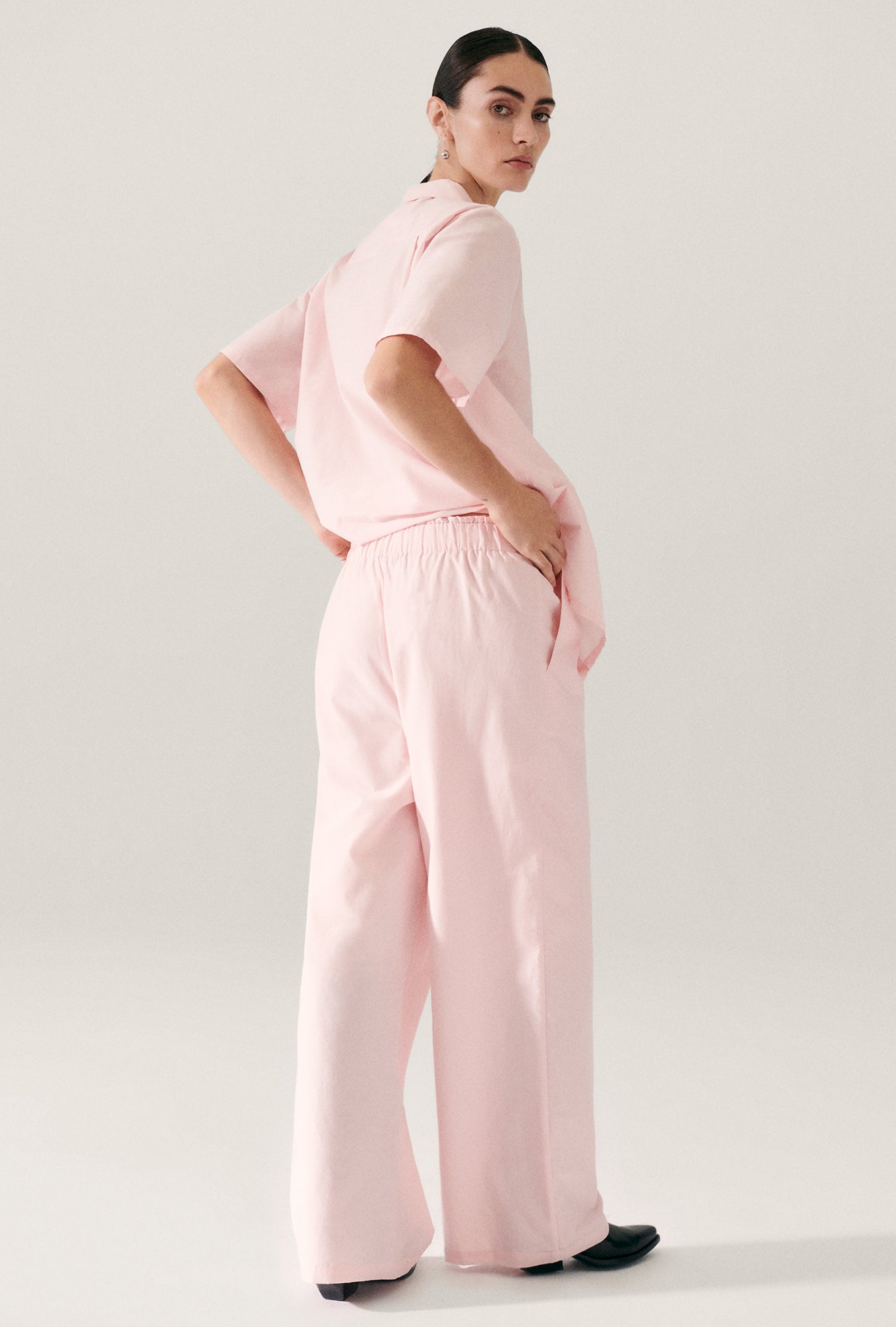 Pantalon en coton et soie à taille élastique Hydrogen