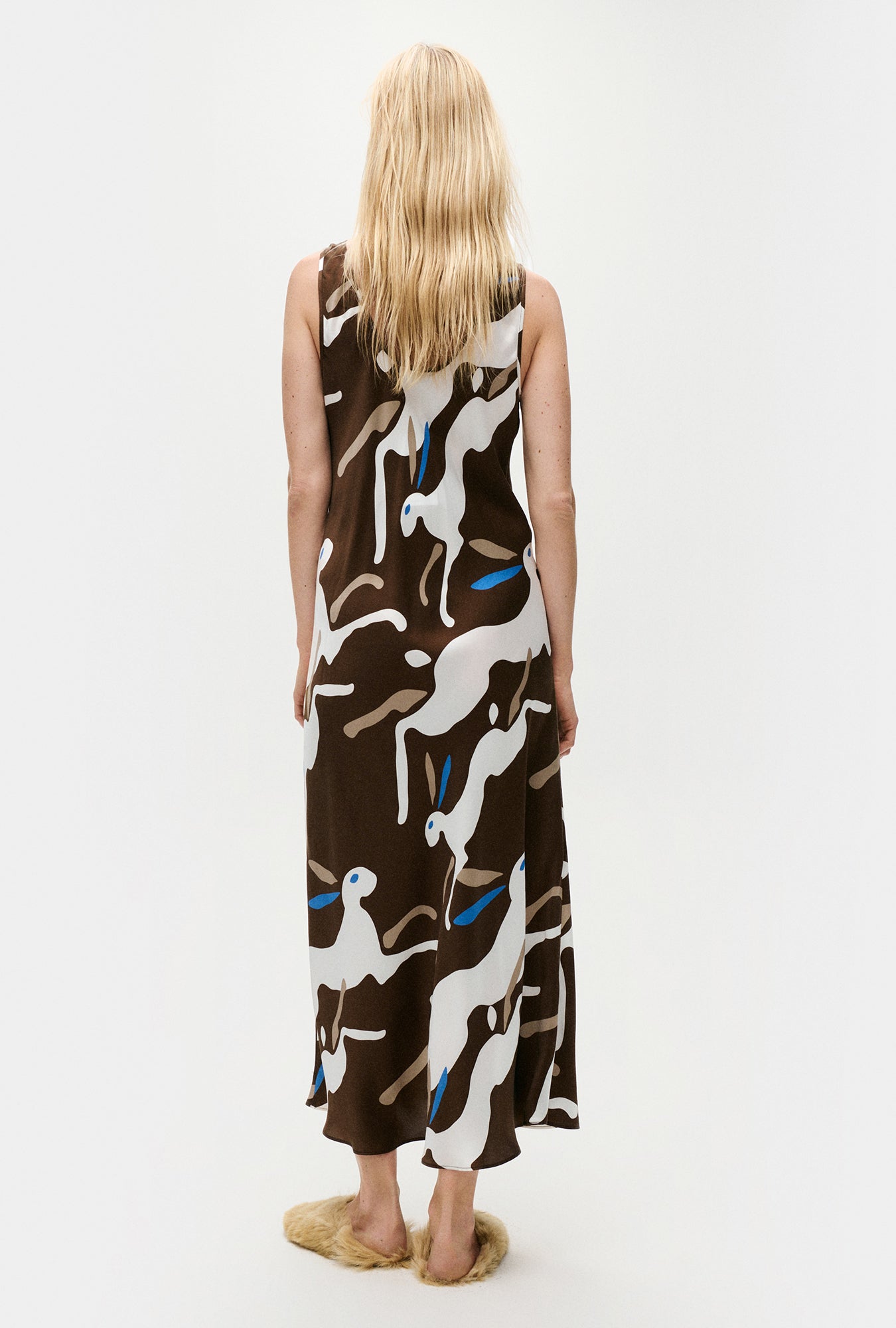 Robe col rond en jersey de coton bio à l'imprimé Lapin Dark Earth