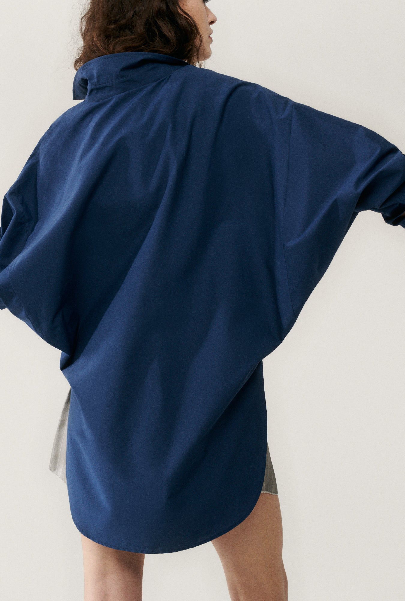 Cotton Silk Round Shirt Midnight