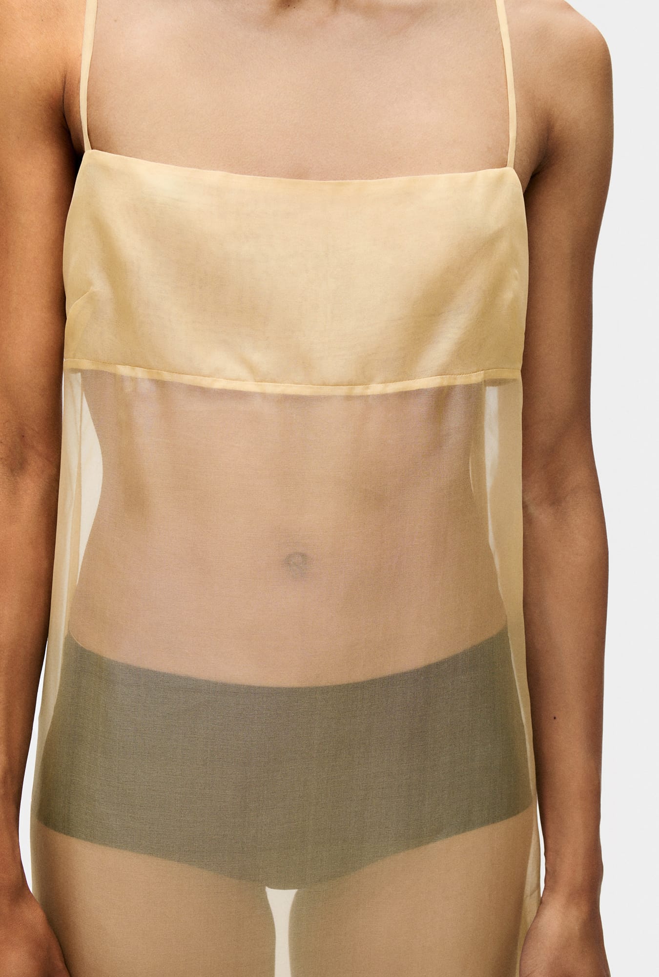Robe Trapèze en Organza Beige