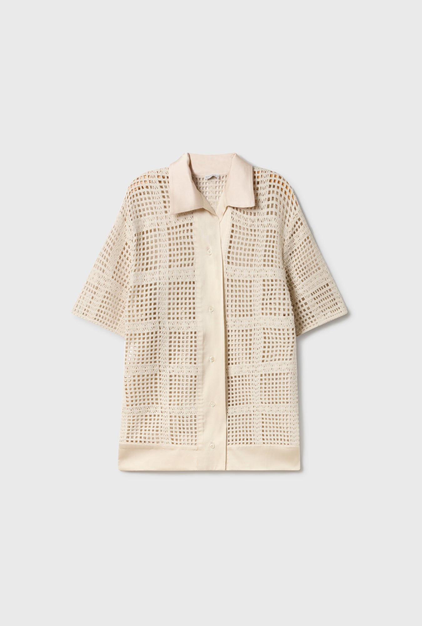 Chemise Grand-Père en Coton Quadrillé Naturel