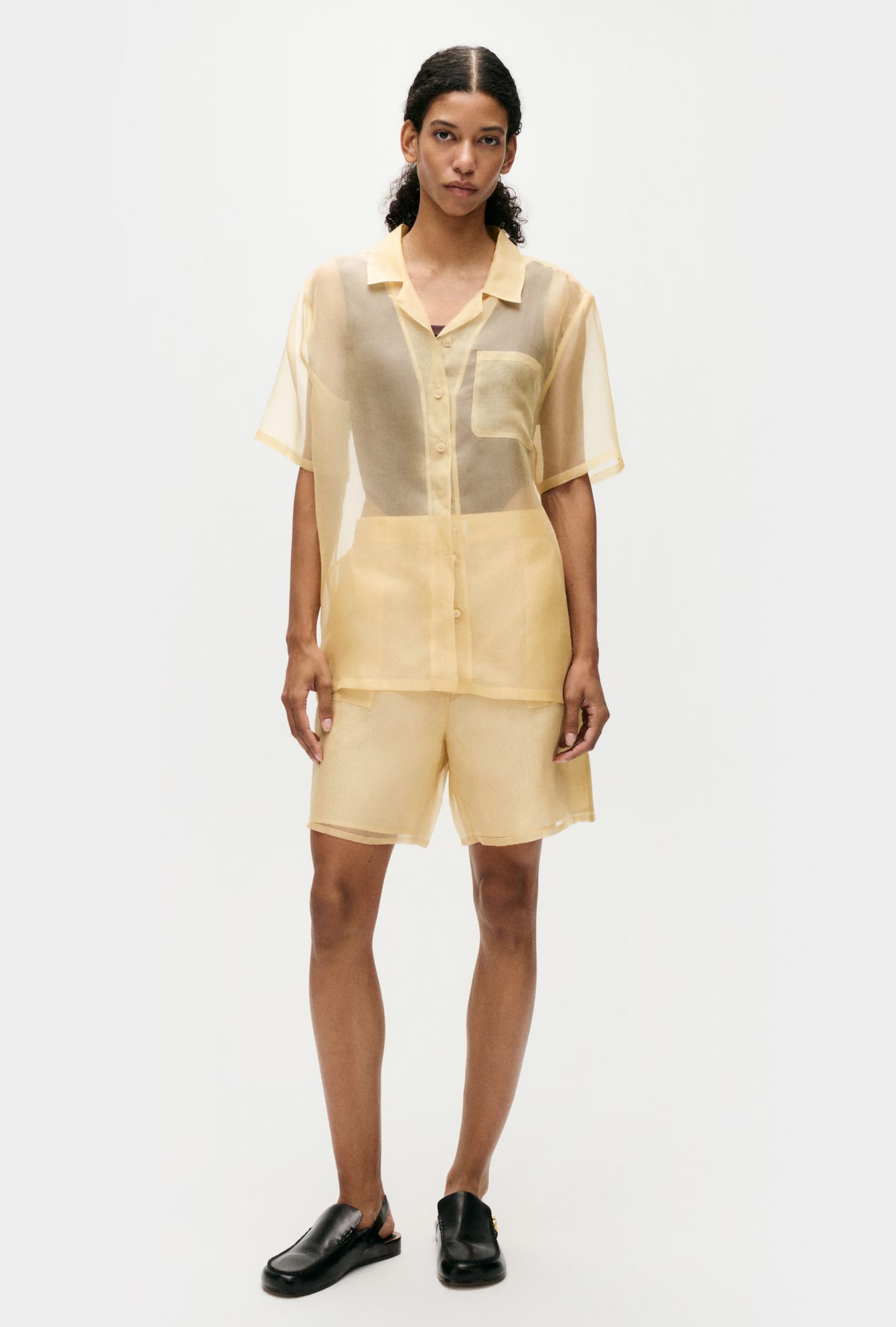 Chemise de camp en organza beige