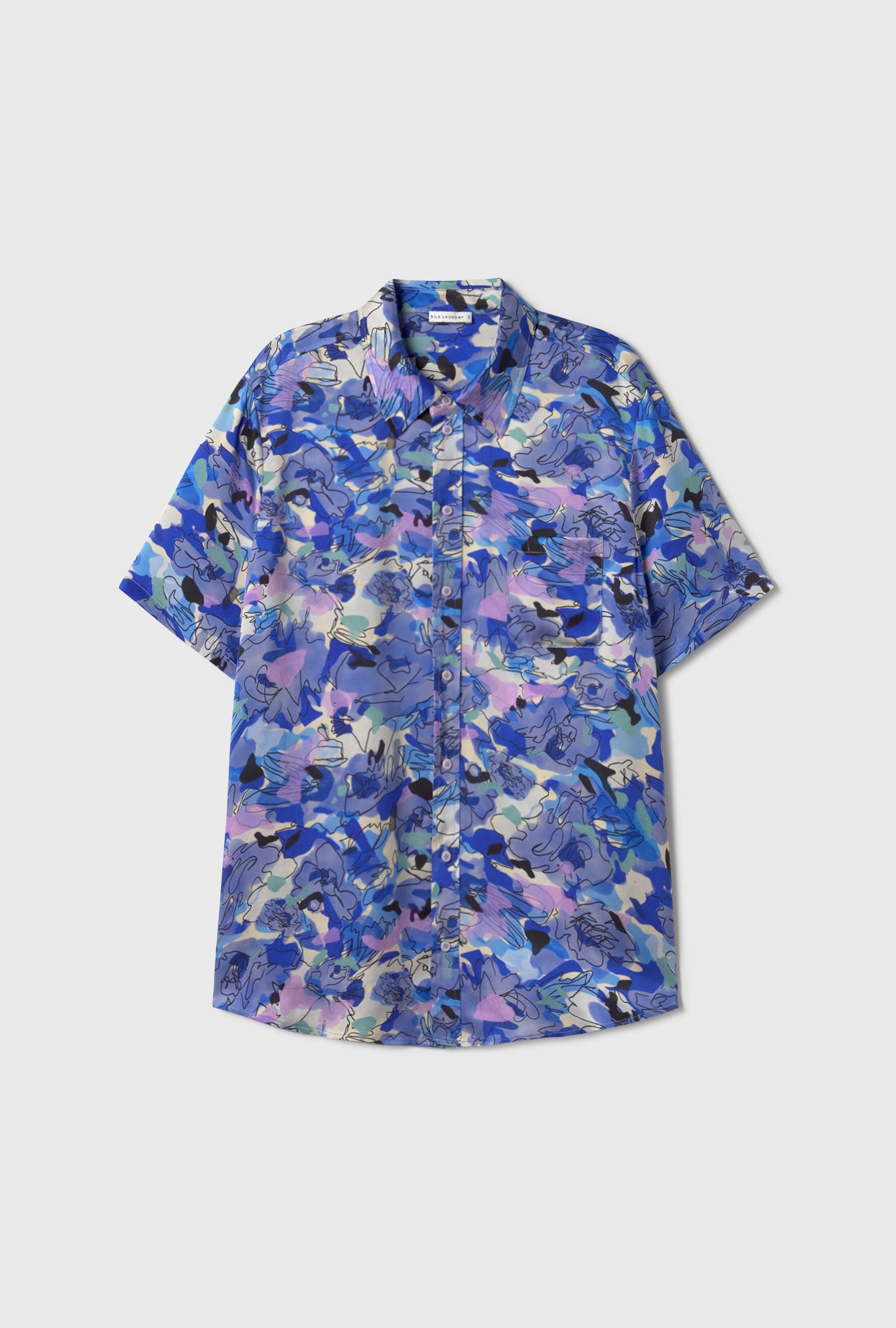 Chemise boyfriend à manches courtes Fleur de bleuet