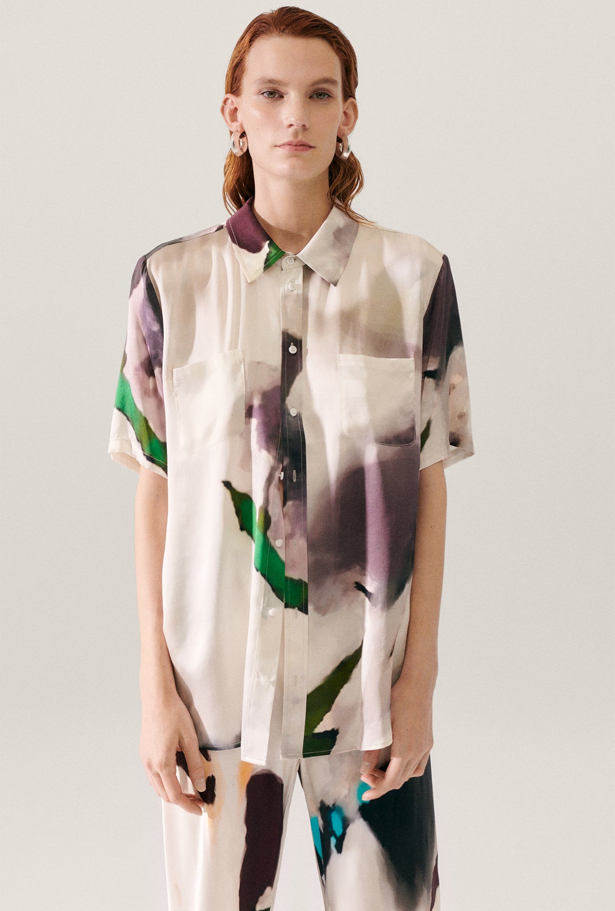 Chemise ample à manches courtes phosphate
