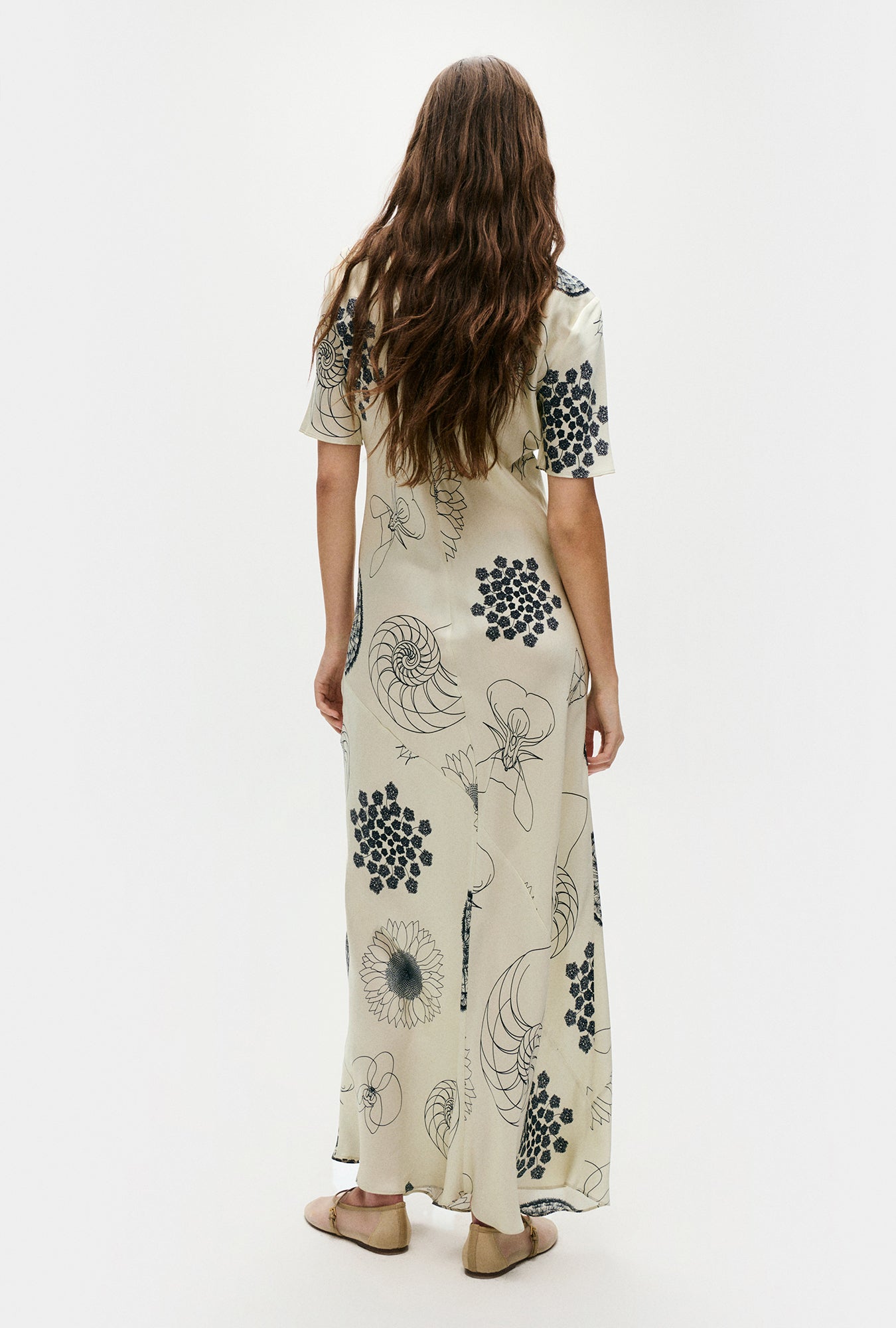 Short Sleeve Bias Dress Fibonacci Off-White