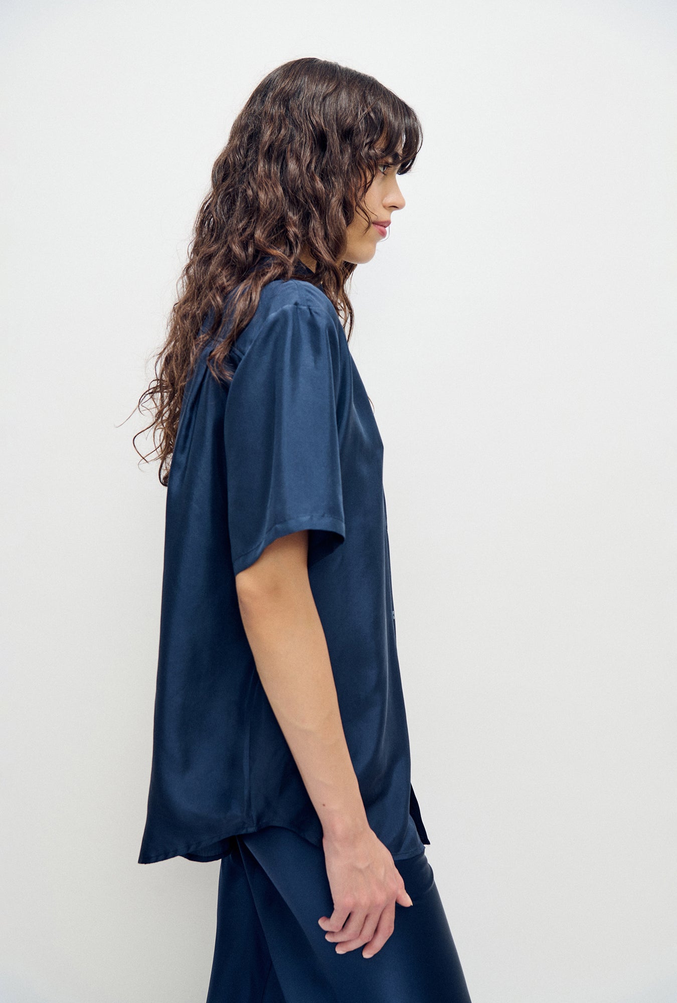 Chemise Boyfriend Manches Courtes Habotai Midnight