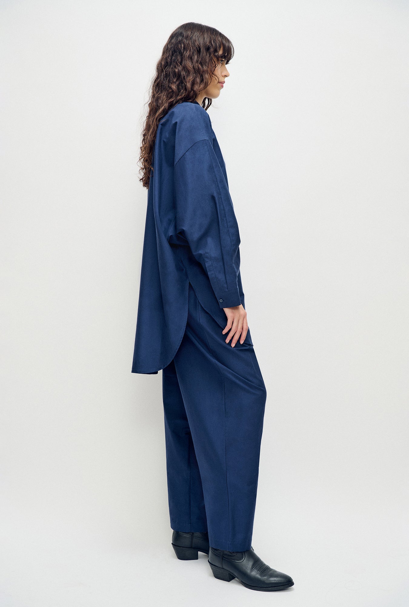 Chemise ronde en coton et soie Midnight
