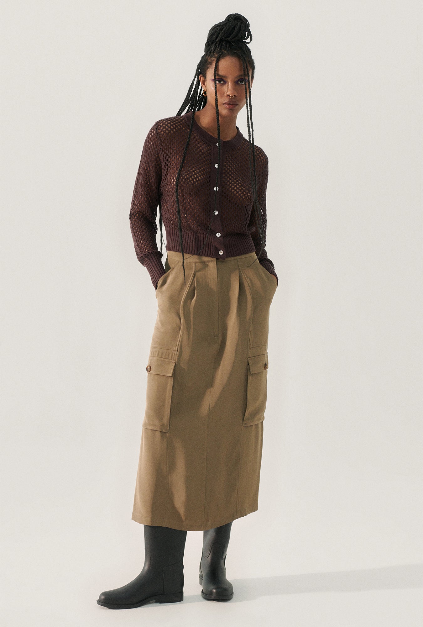 Crochet Cropped Cardigan Cacao