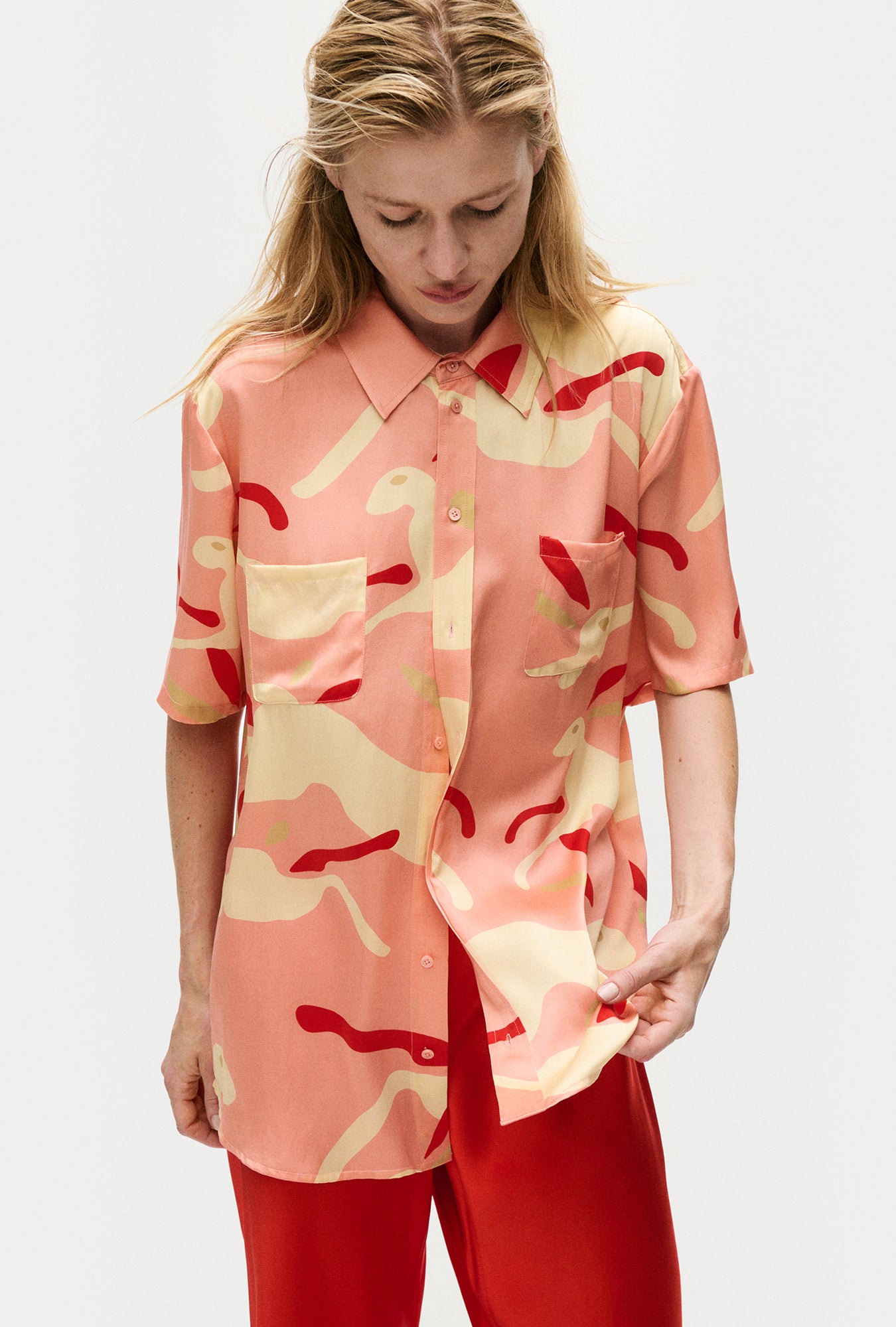 Chemise Boyfriend Manches Courtes Lapin Amarante