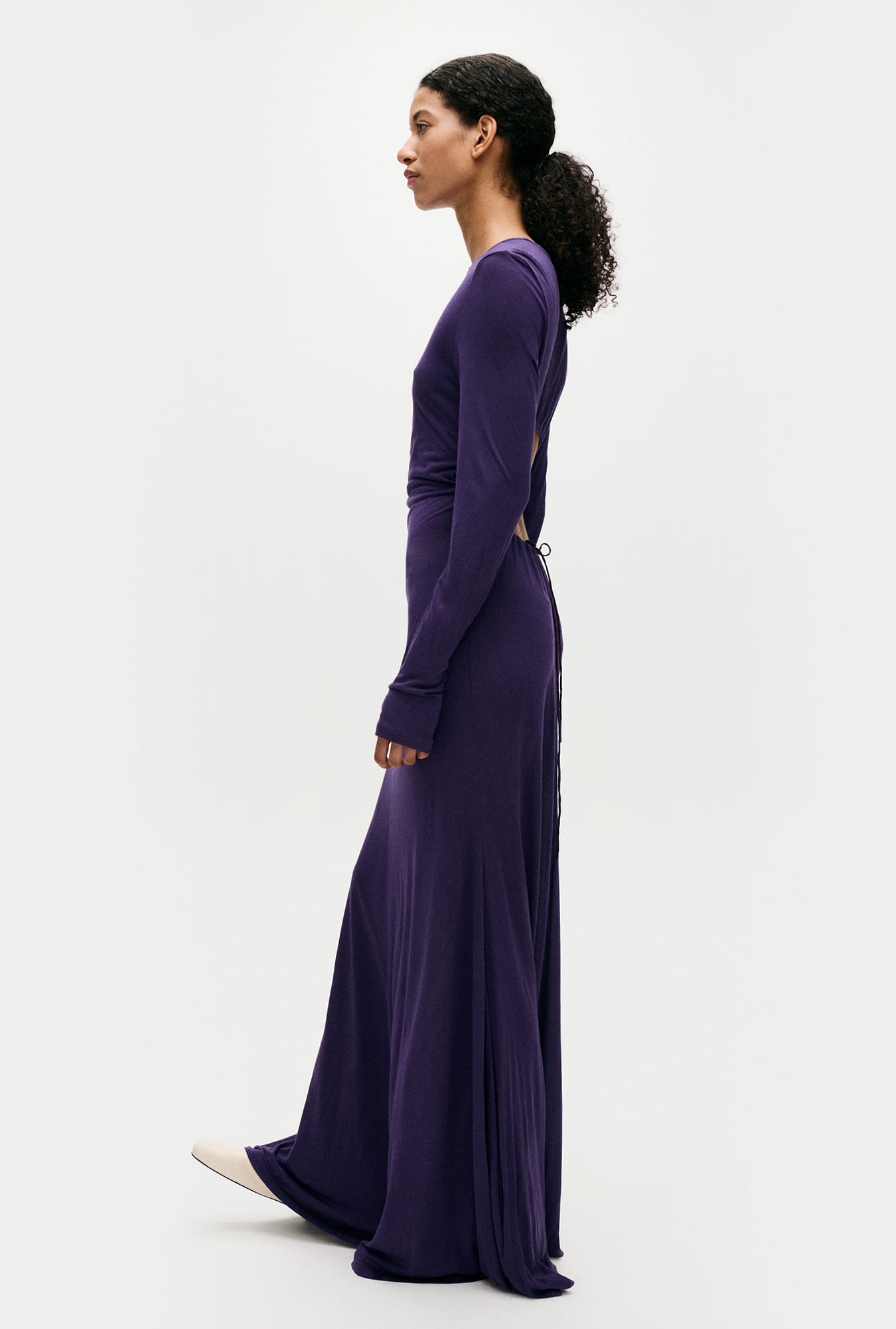 Robe cache-cœur en jersey modal couleur morelle
