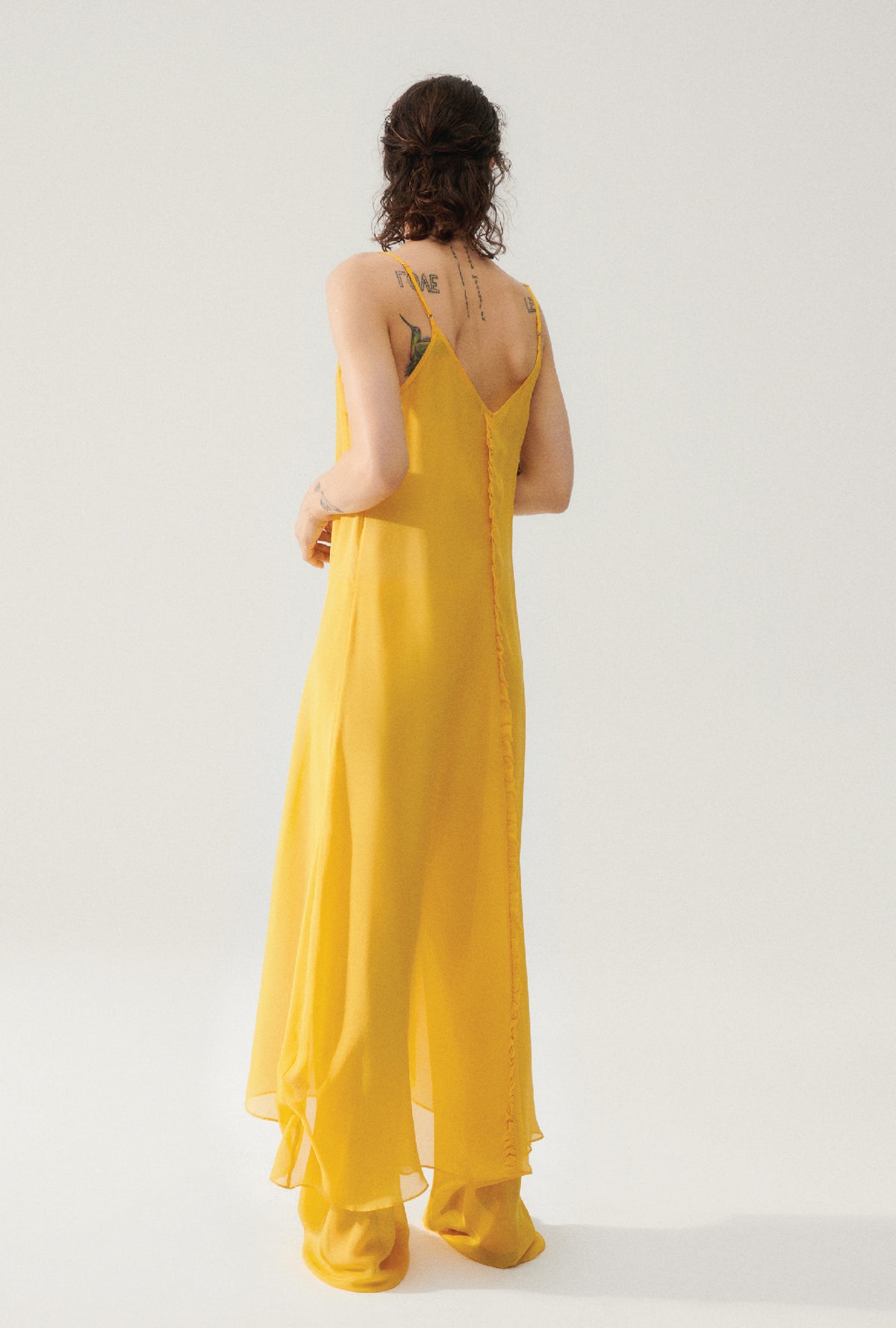 Robe Chiffon Toni à Volants Chardonneret