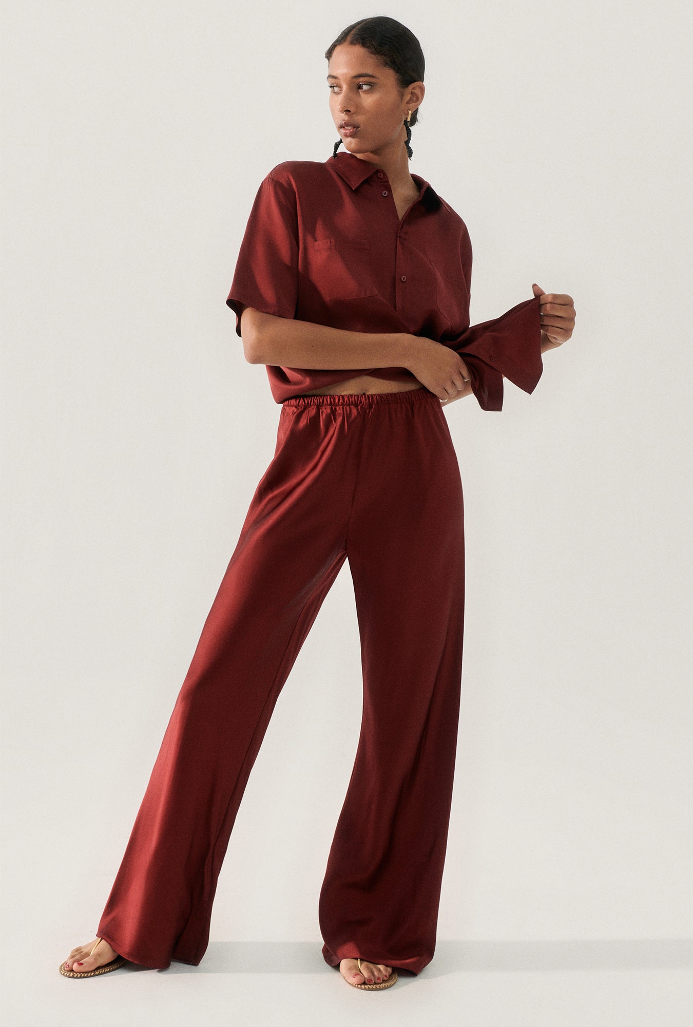 Pantalon Coupe Biais Grenat