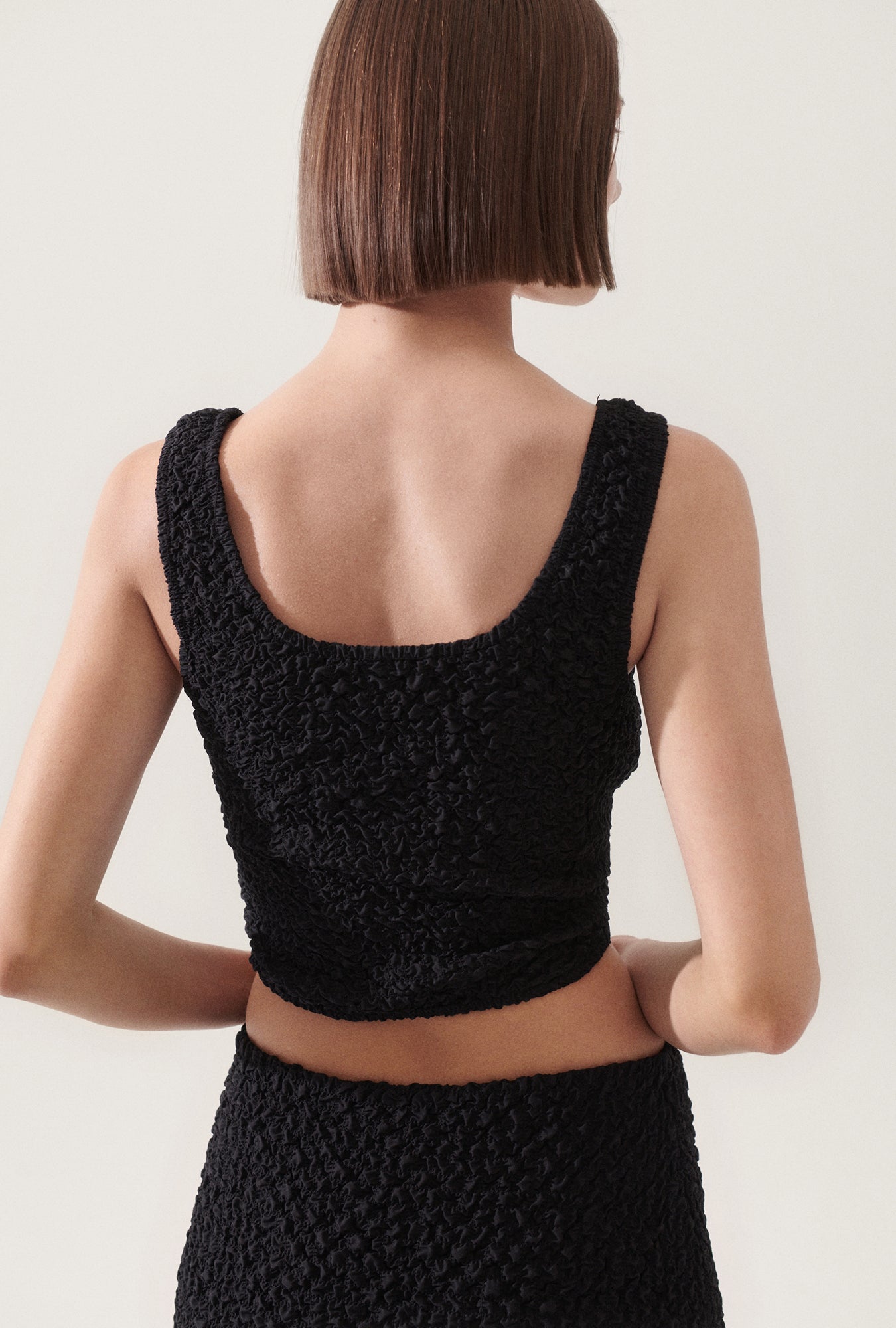 Haut court camisole noir Popcorn