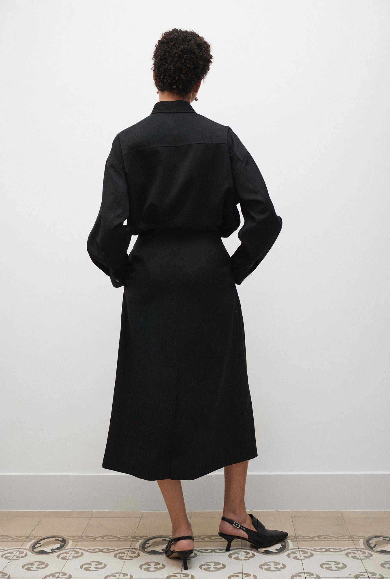Jupe portefeuille en laine noire