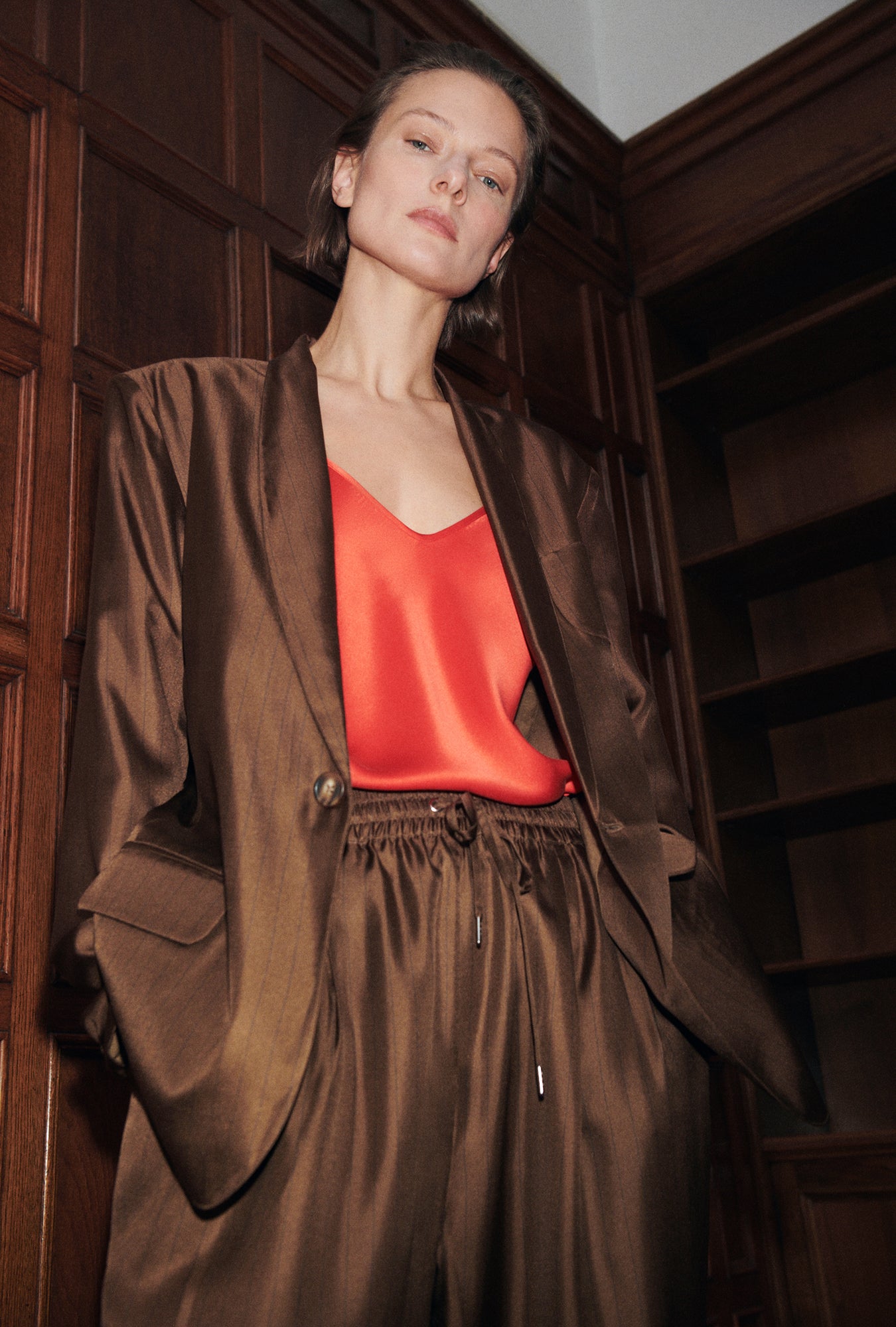 Twill Miami Blazer Dark Earth Pinstripe