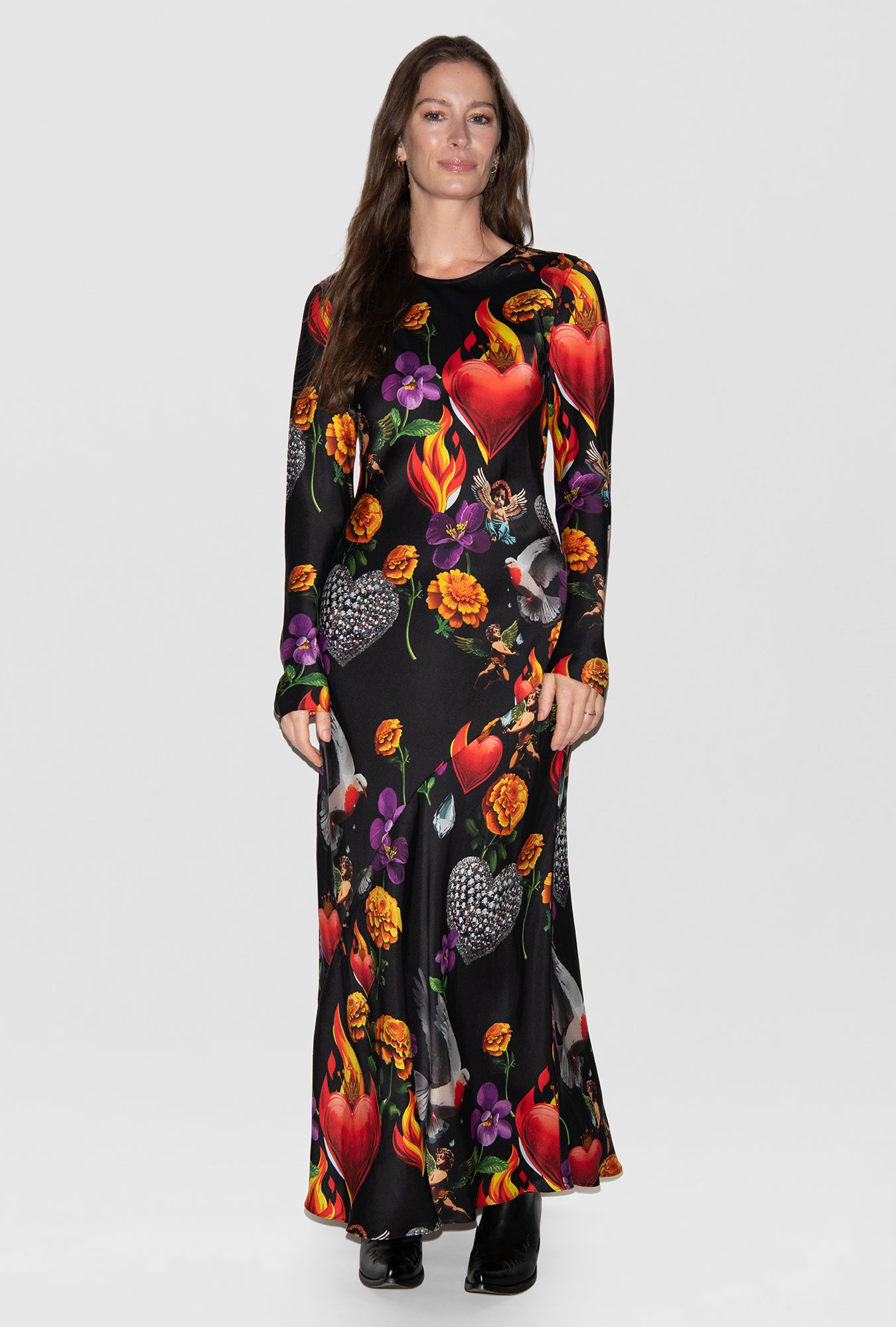Robe biaisée à manches longues Dearly Beloved noire