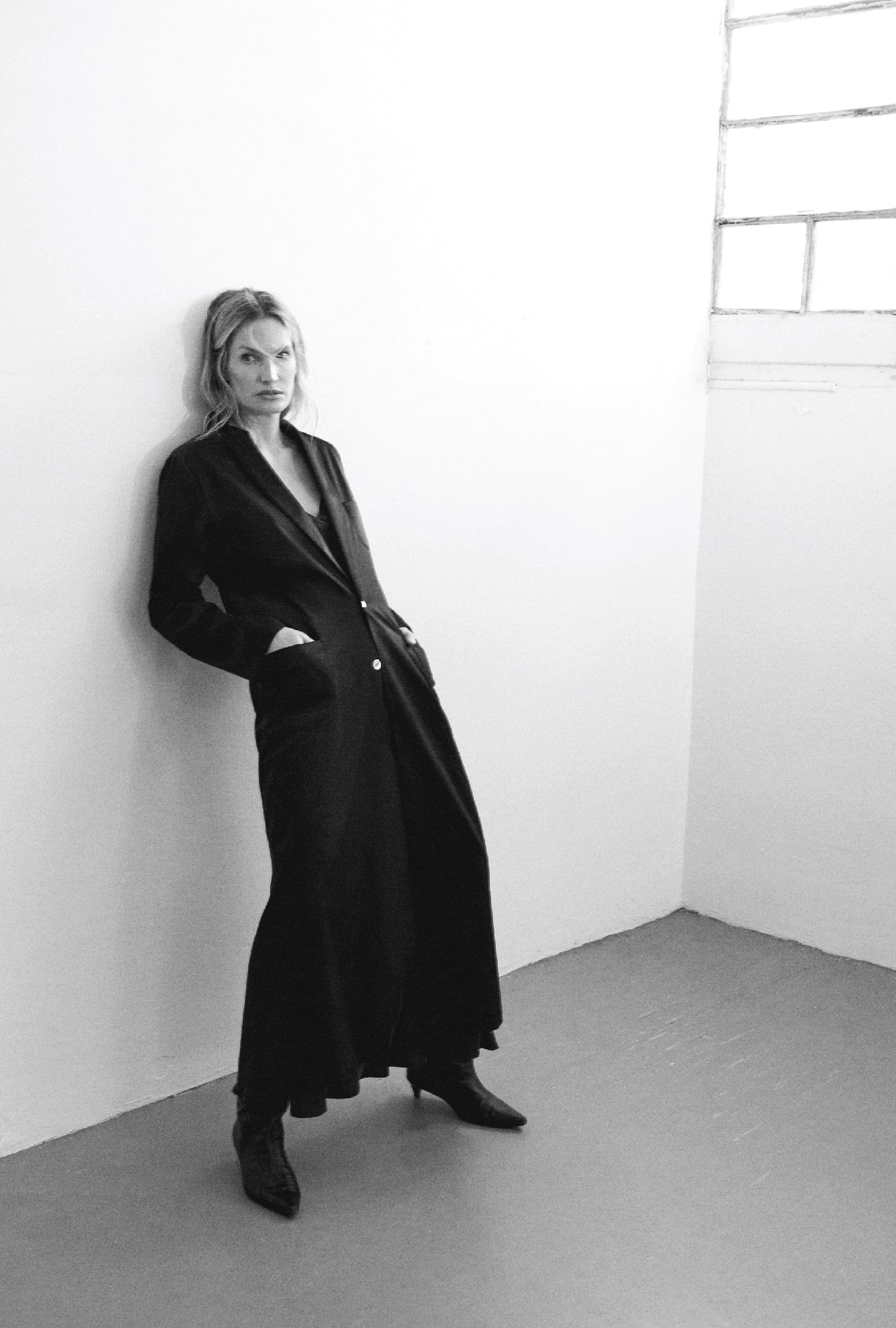 Long blazer noir résistant aux intempéries