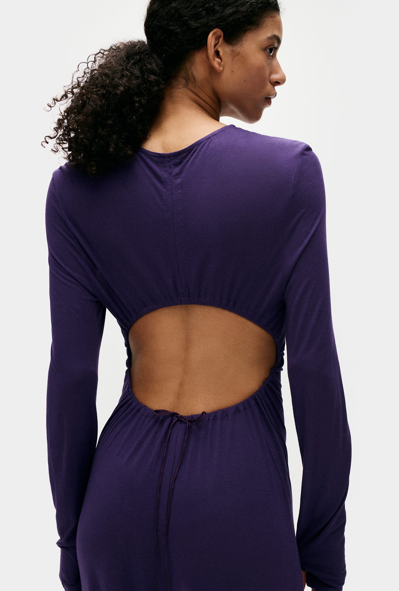 Robe cache-cœur en jersey modal couleur morelle